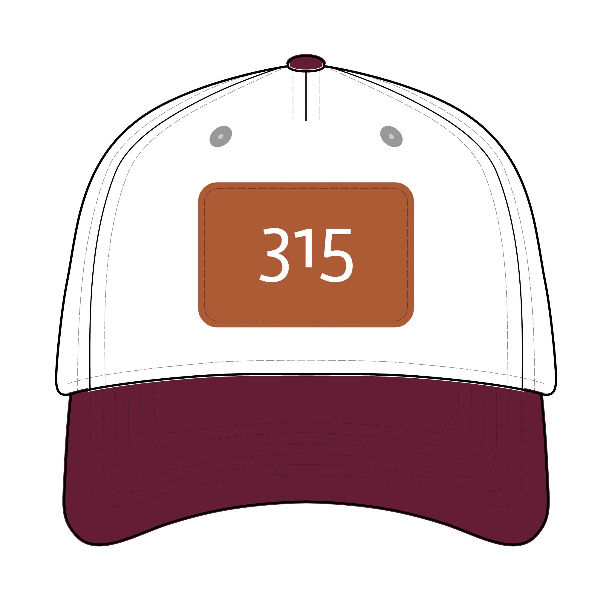 315 - Leather Patch Baseball Cap — '315' Number Accent