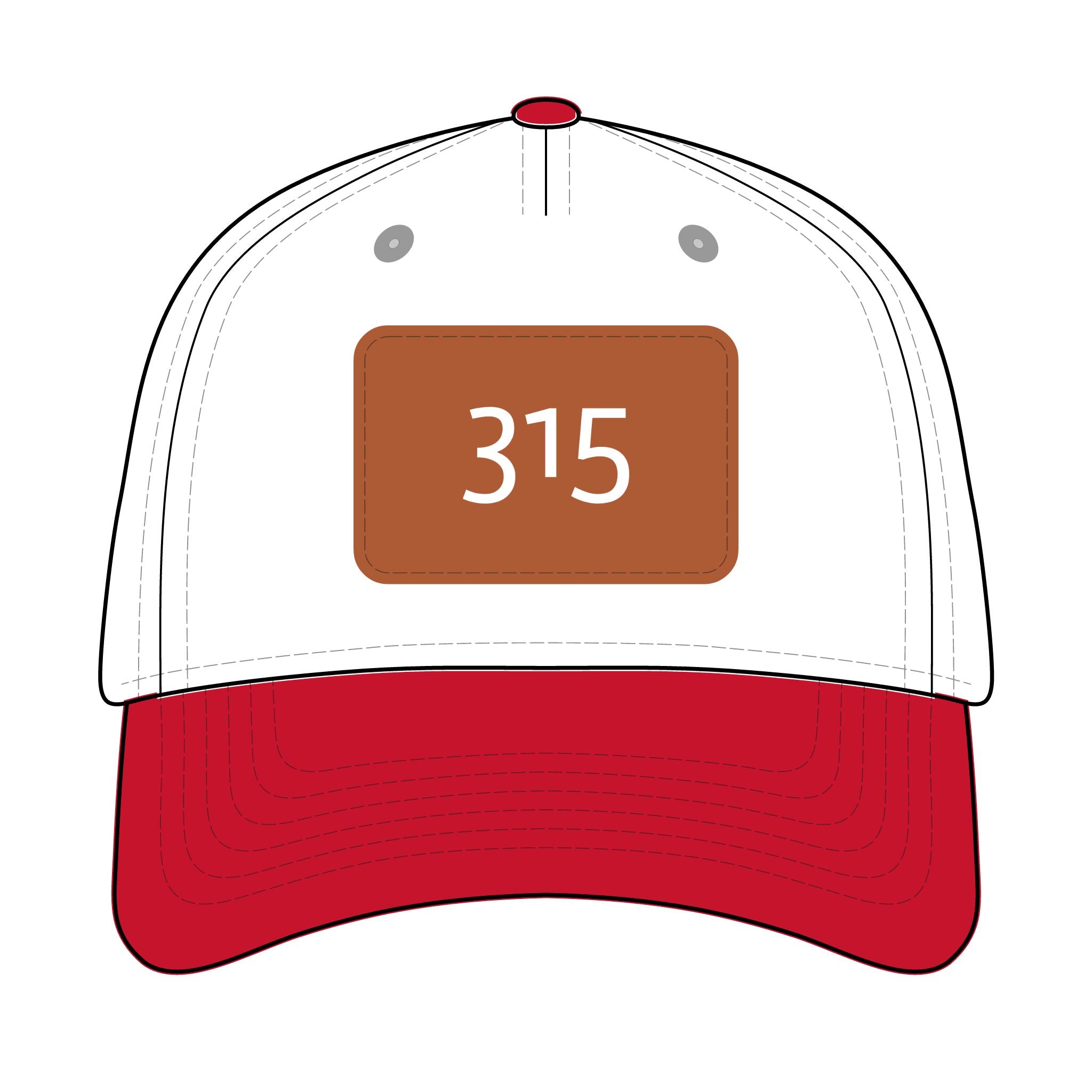 315 - Leather Patch Baseball Cap — '315' Number Accent