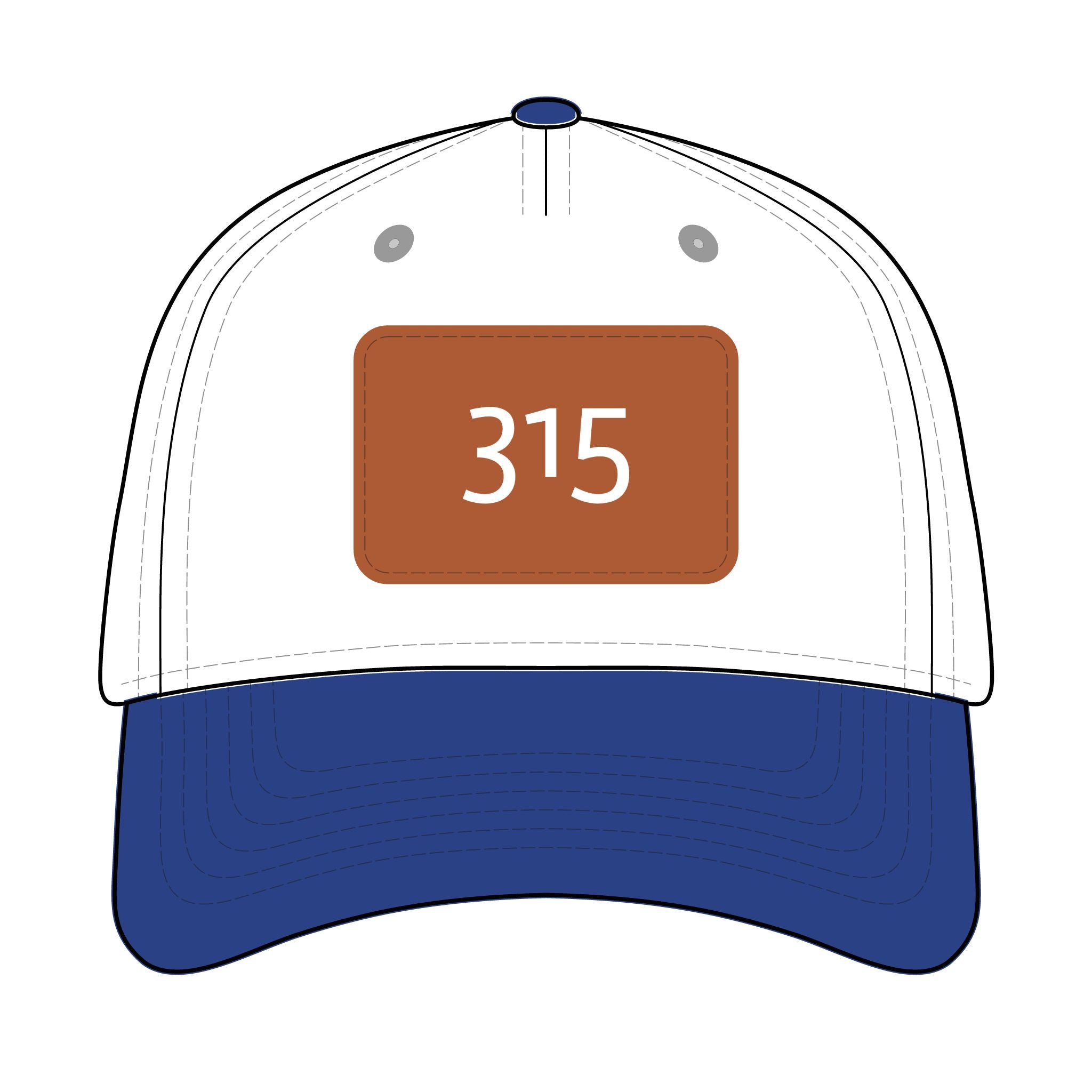 315 - Leather Patch Baseball Cap — '315' Number Accent