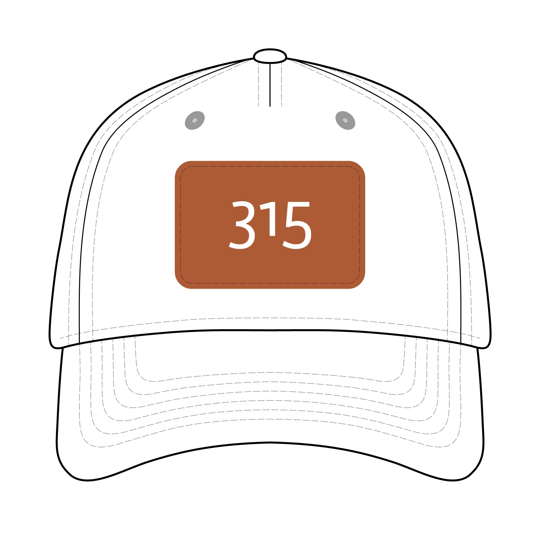 315 - Leather Patch Baseball Cap — '315' Number Accent