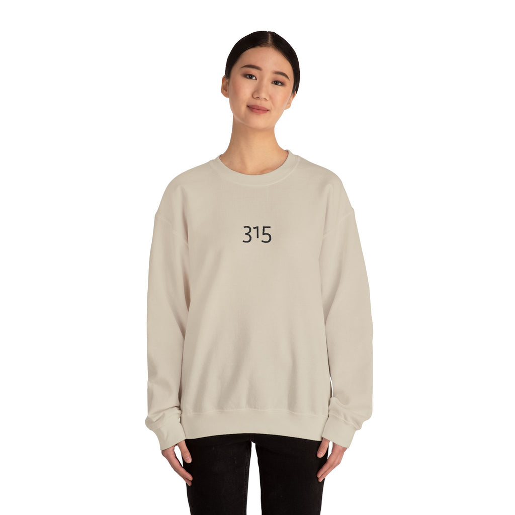Minimal '315' Logo Crewneck Sweatshirt — White Casual Pullover