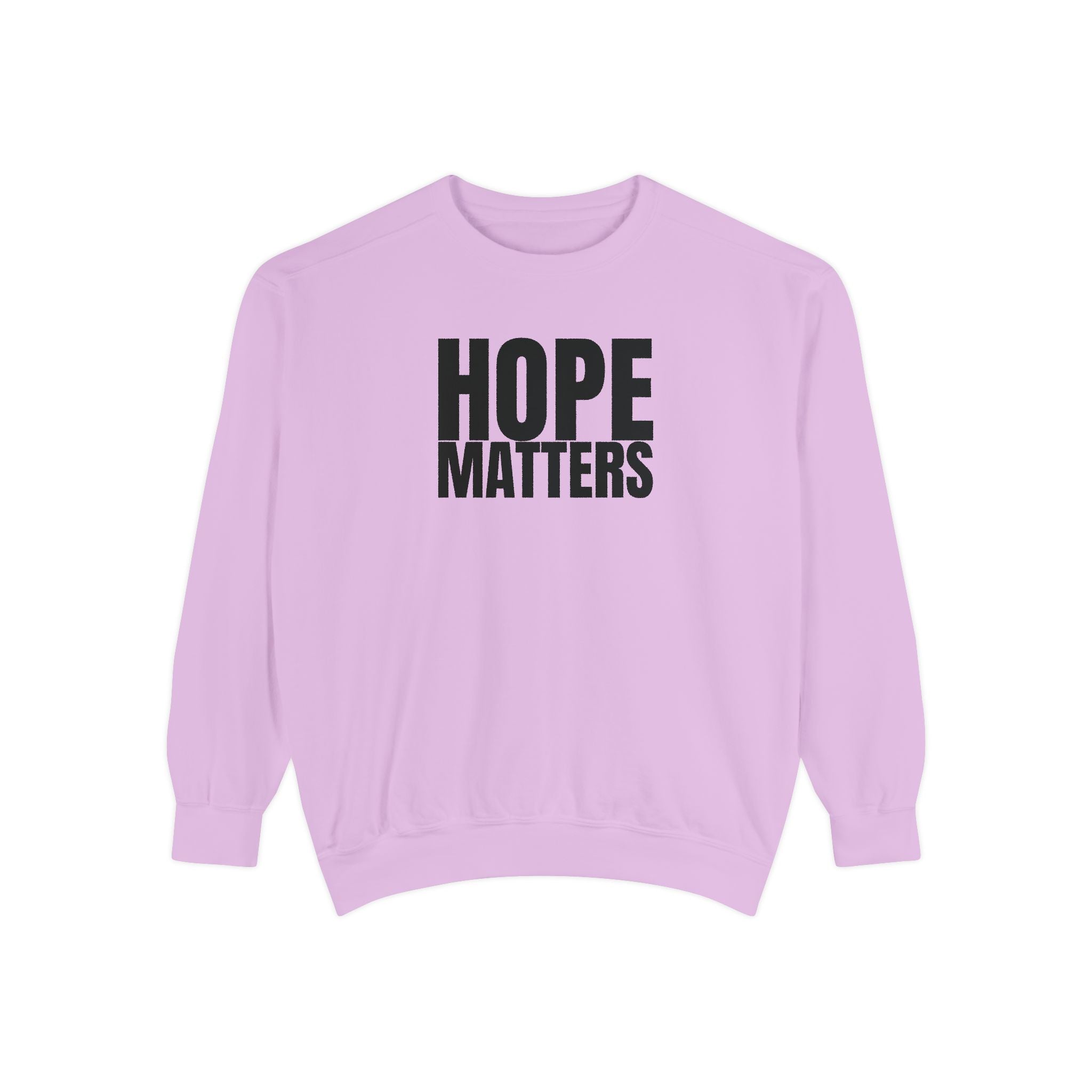 Multi Color Hope Matters Embroidered Minimalist Logo Sweatshirt — White Crewneck Casual Pullover