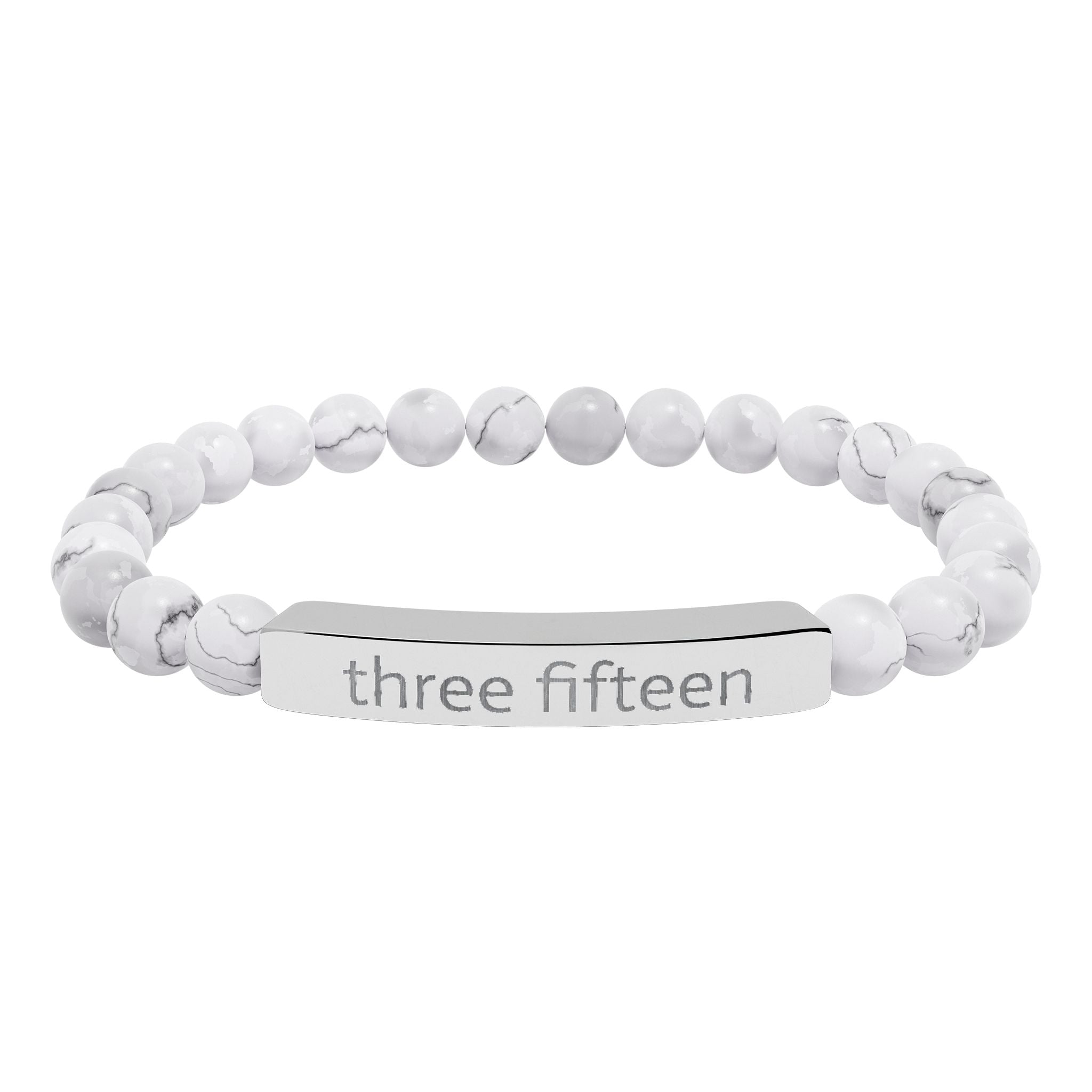 4 - Three Fifteen Engraved Natural Stone Stretch Bracelet