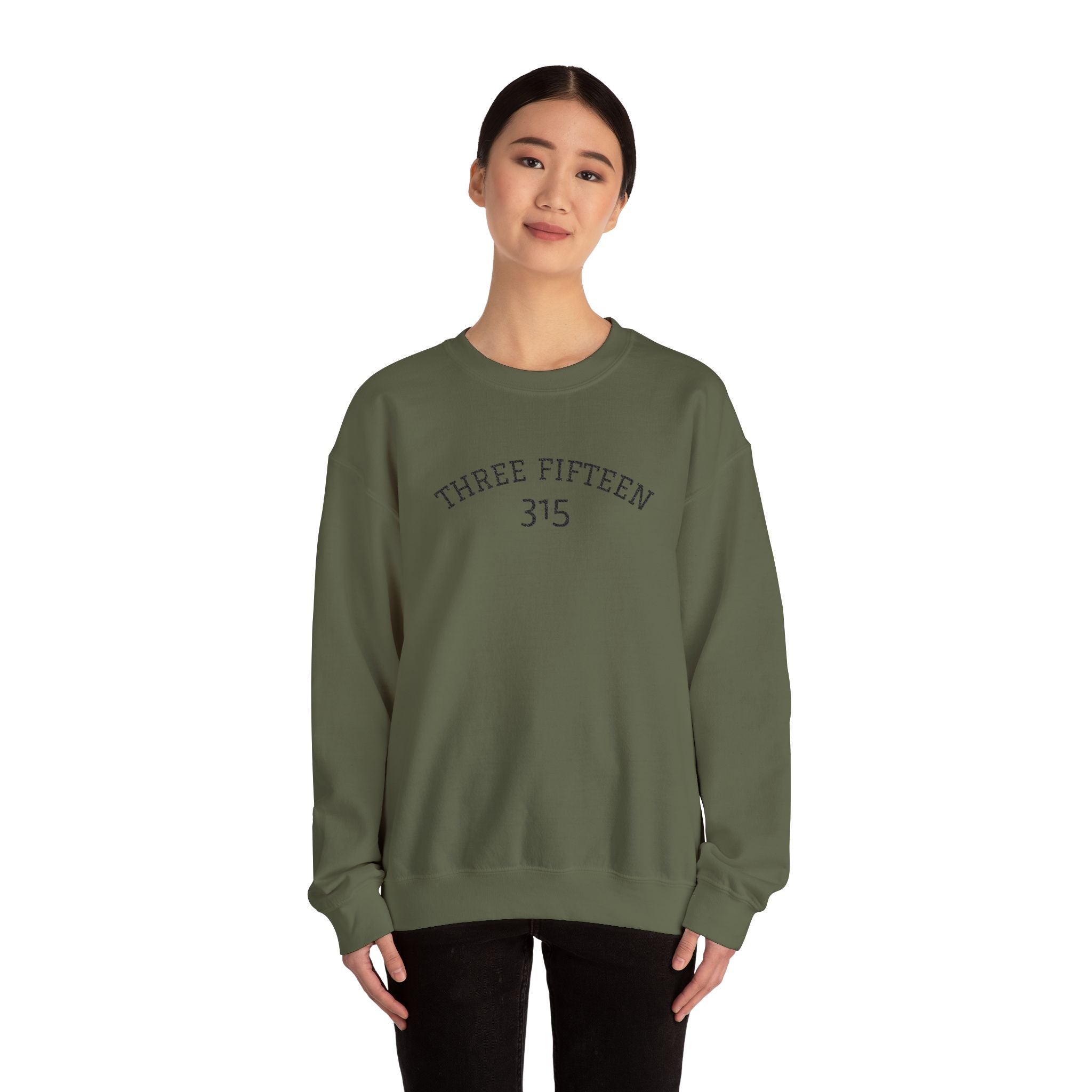 15 - Minimal '315' Embroidered Logo Crewneck Sweatshirt — White Casual Pullover