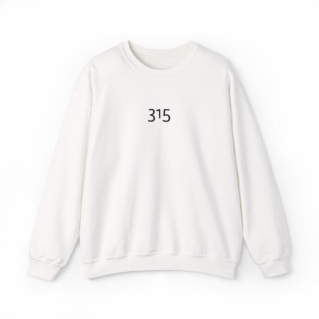 Minimal '315' Logo Crewneck Sweatshirt — White Casual Pullover