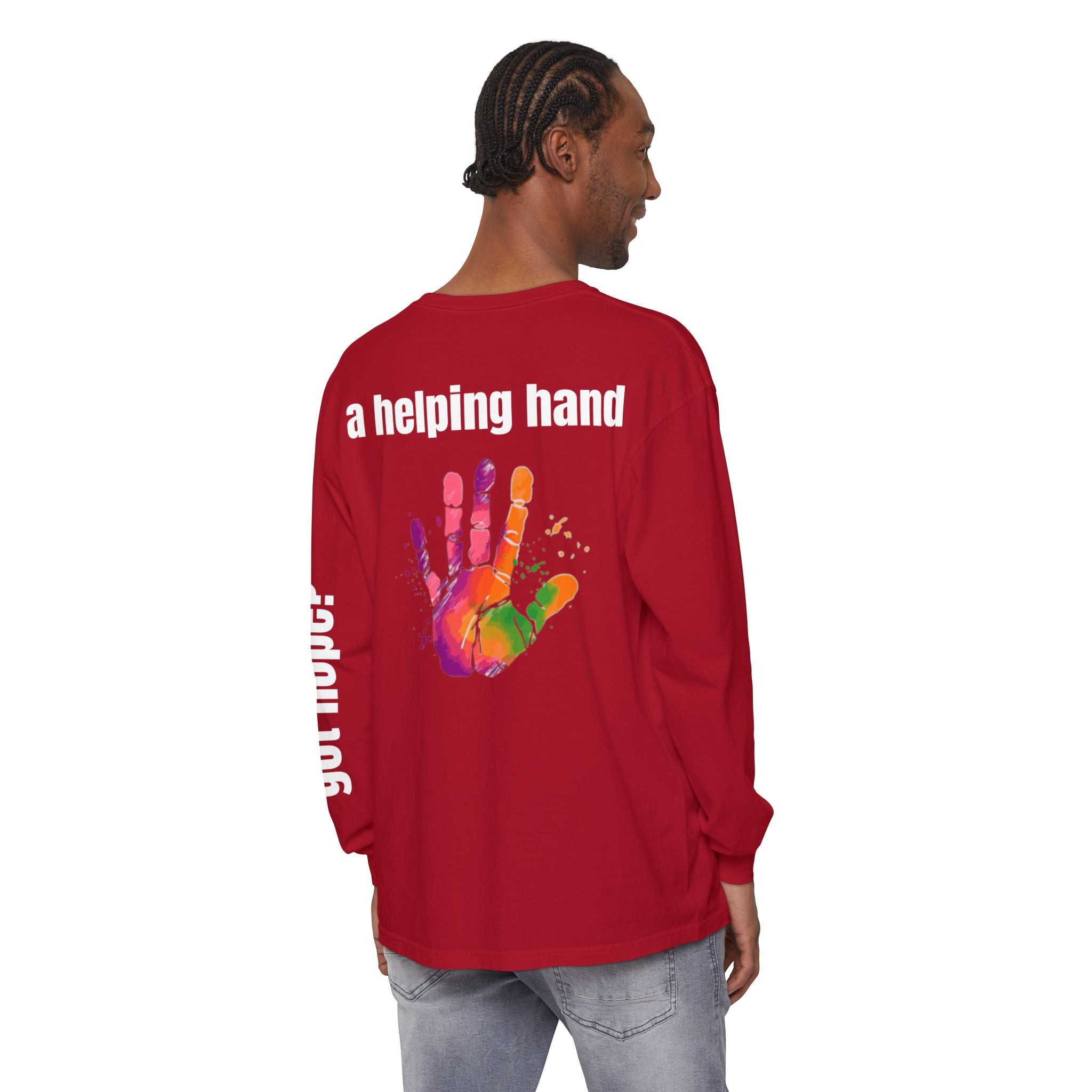 315 A Helping Hand Unisex Long Sleeve T-Shirt - Inspirational Casual Wear