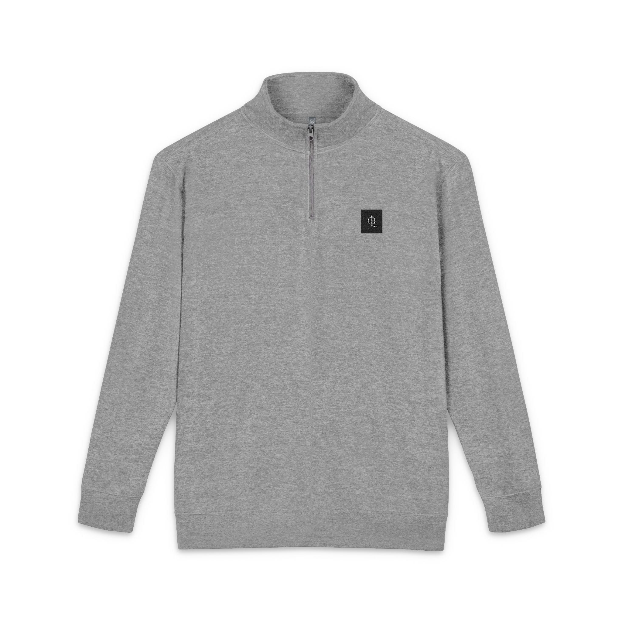Multi Color - Outcome Leadership- Embroidered Minimalist Quarter-Zip Fleece Pullover — Cozy Grey Casual Sweatshirt