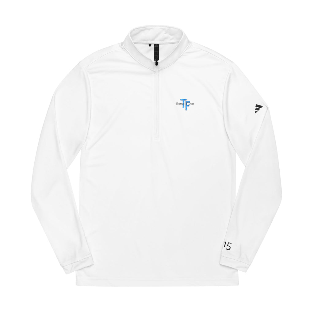 17 - Embroidered Adidas Quarter-Zip Pullover – White adidas® Performance Top