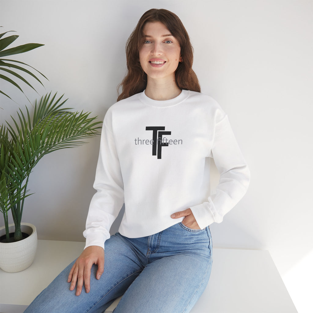 15 - Minimal TF three fifteen overlay Logo Sweatshirt — Casual Unisex Crewneck