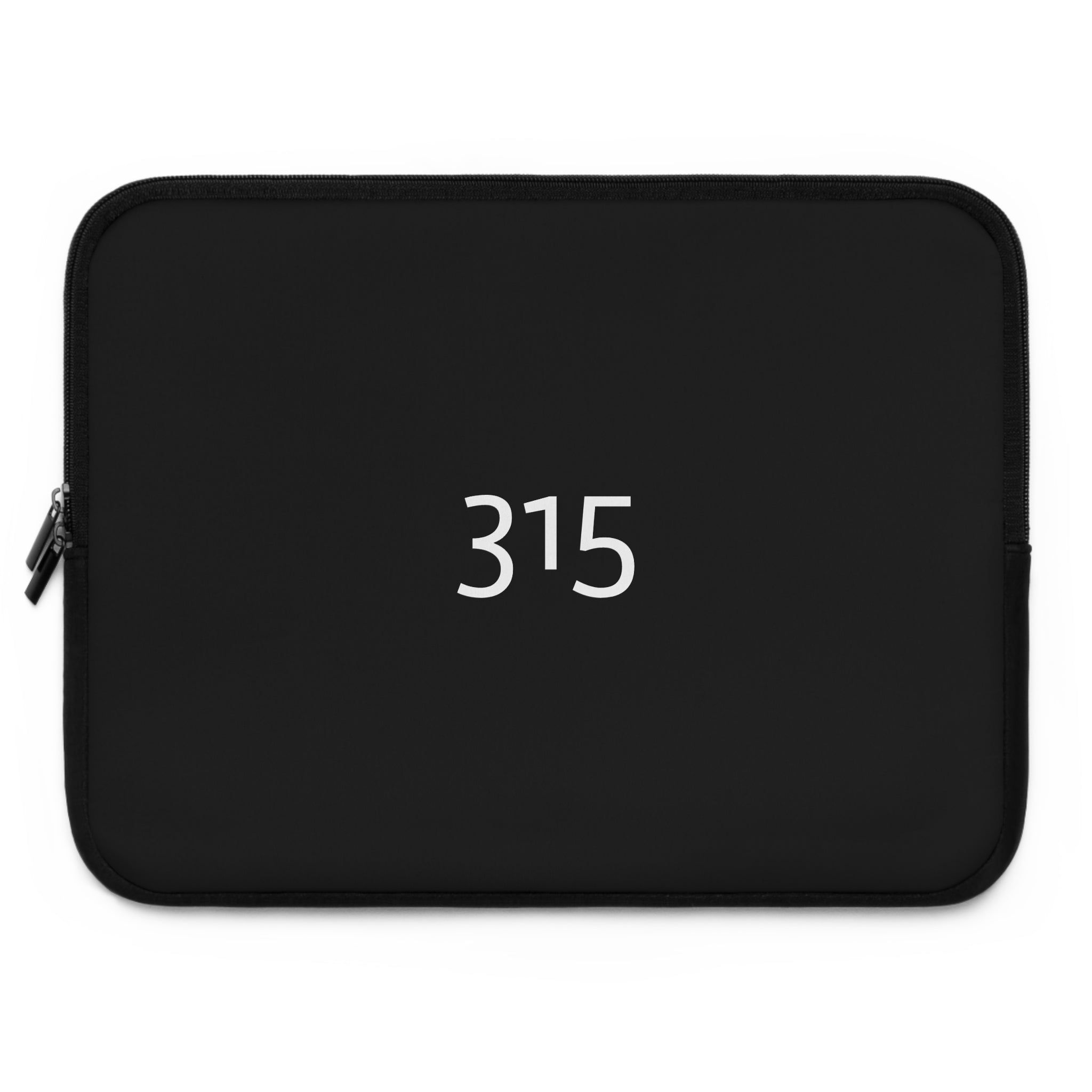 315 Minimalist Black Laptop Sleeve — Slim Protective Case with White Numeric Design