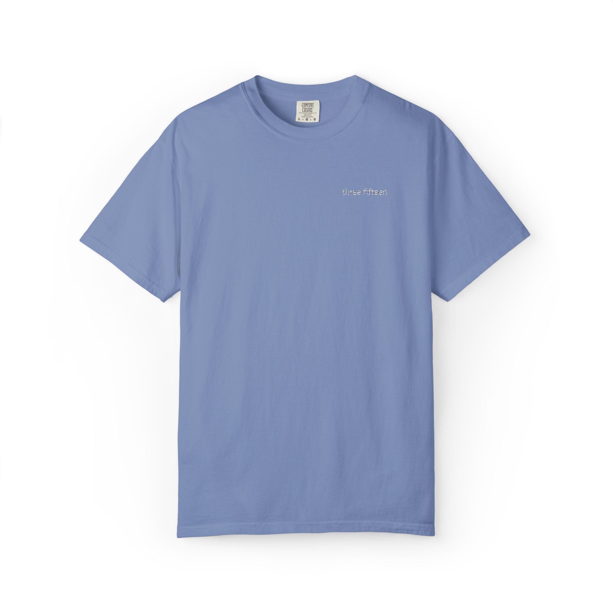 11 - Embroidered Three Fifteen Multi Color Minimalist '75' Chest Logo T-Shirt – Garment-Dyed White Casual Tee