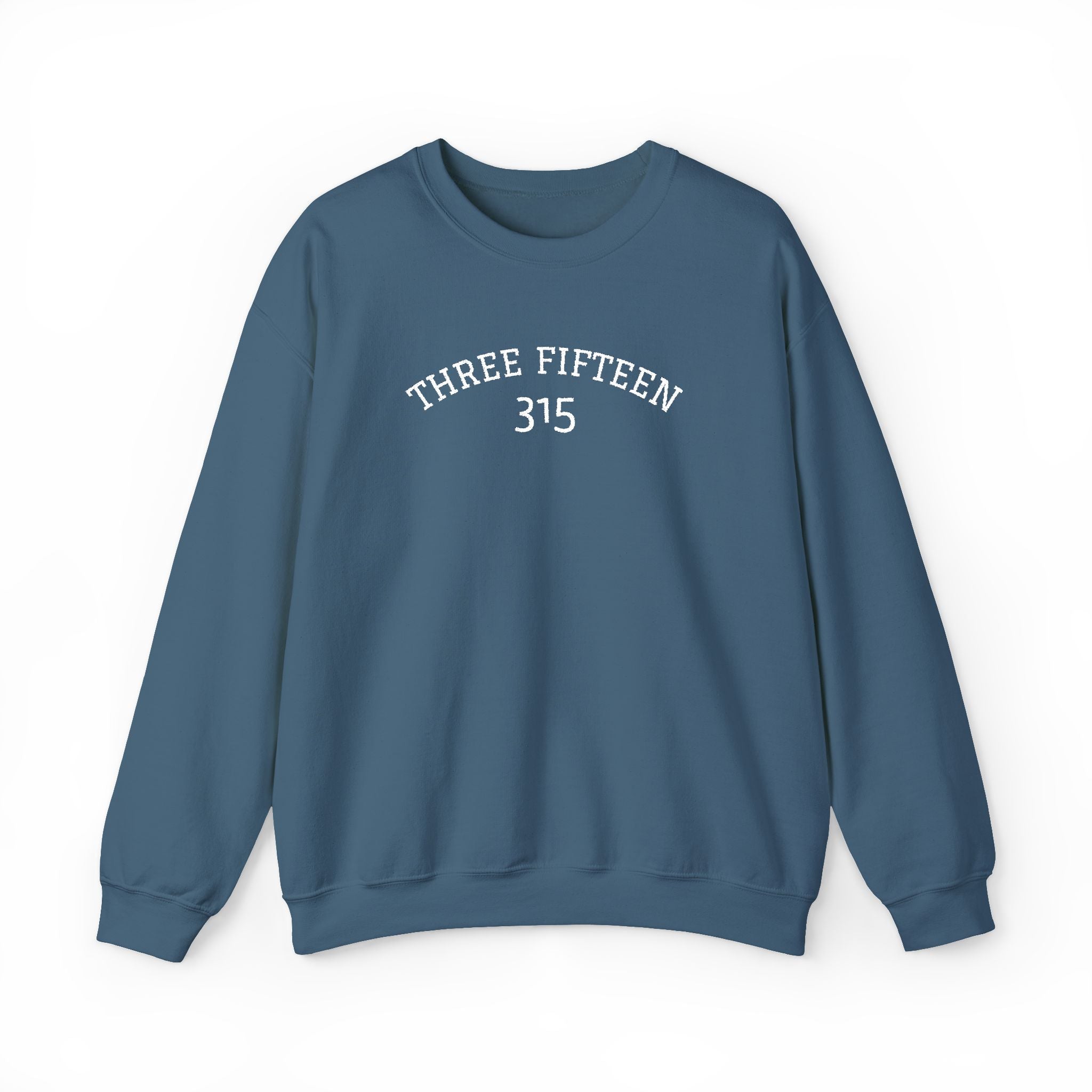 15 - Minimal '315' Embroidered Logo Crewneck Sweatshirt — White Casual Pullover