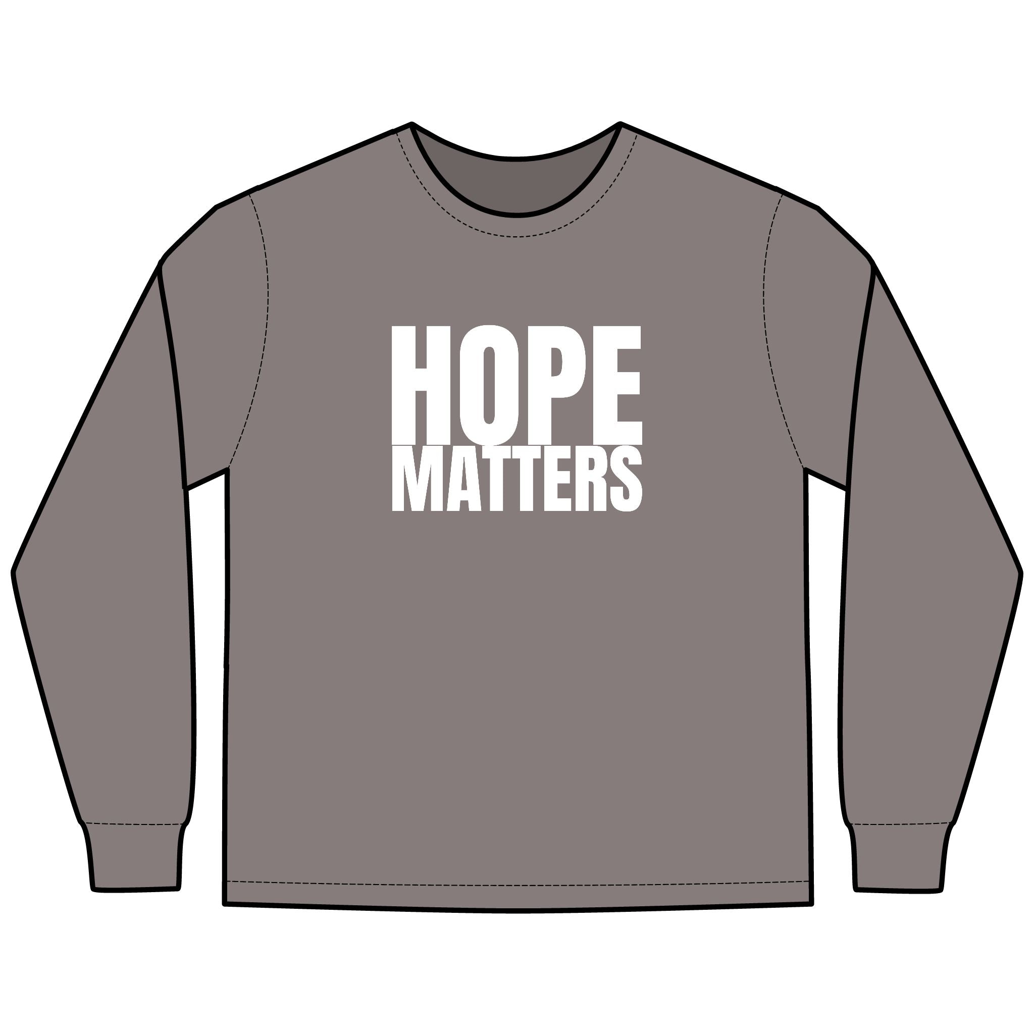 HOPE Matters Multi Colors Hanes Garment-Dyed Long Sleeve T-Shirt with 315 Print