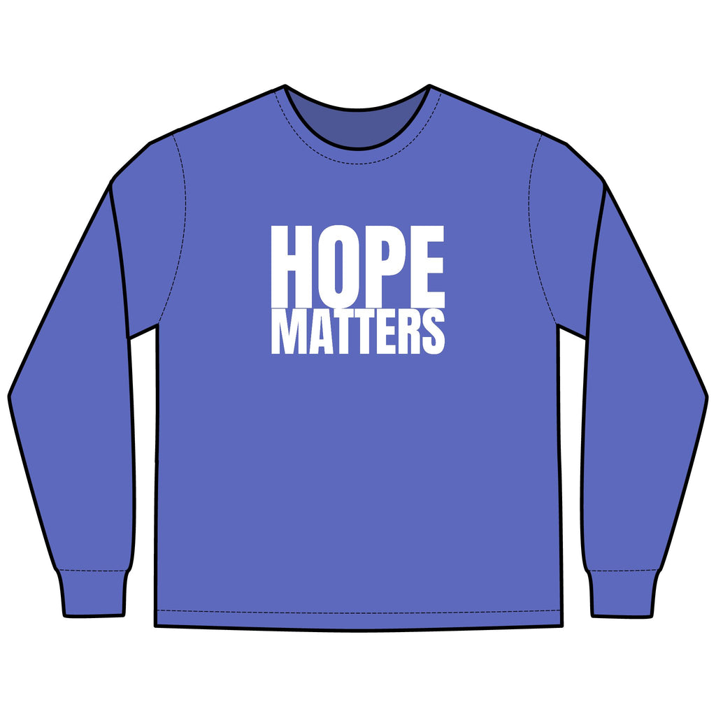 HOPE Matters Multi Colors Hanes Garment-Dyed Long Sleeve T-Shirt with 315 Print