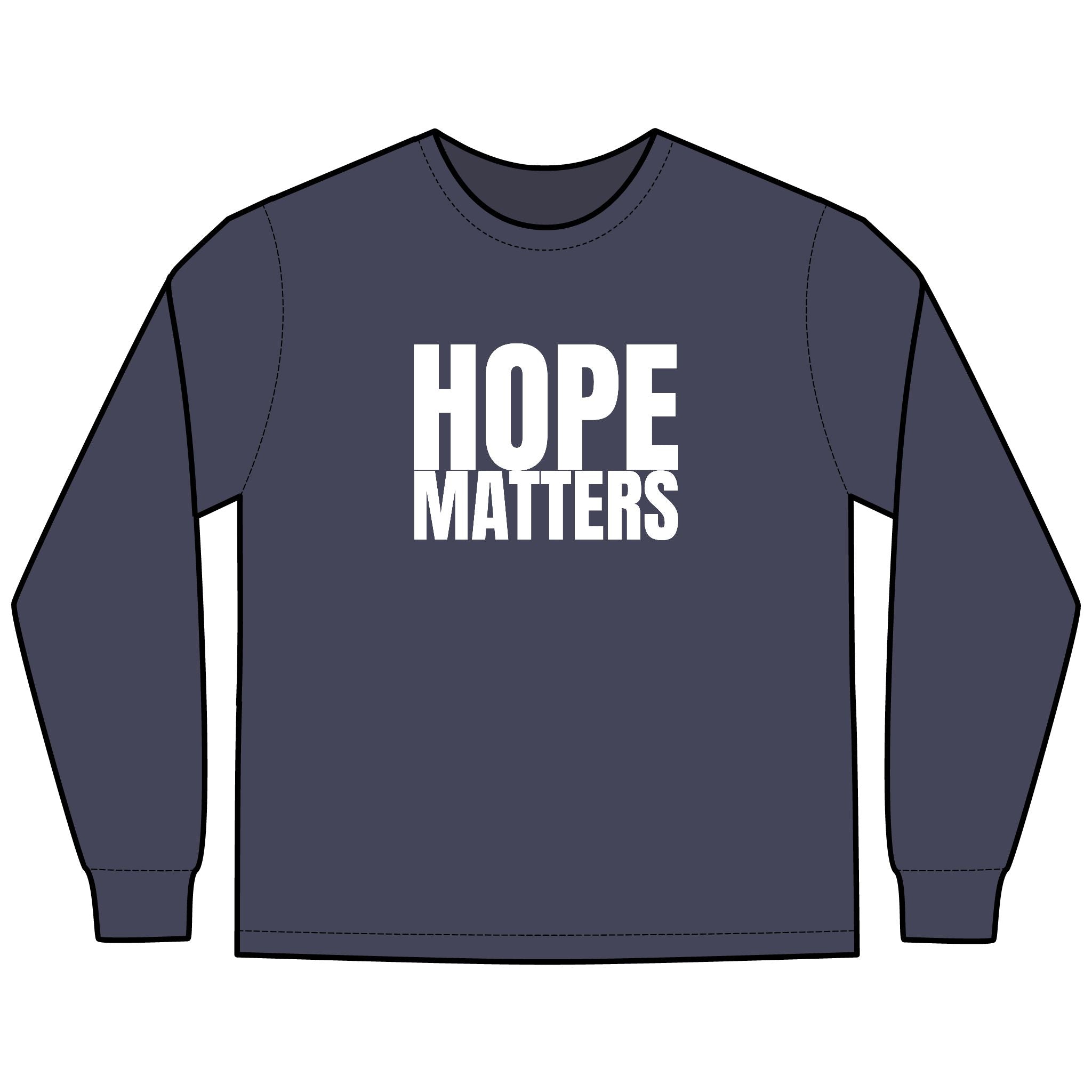HOPE Matters Multi Colors Hanes Garment-Dyed Long Sleeve T-Shirt with 315 Print