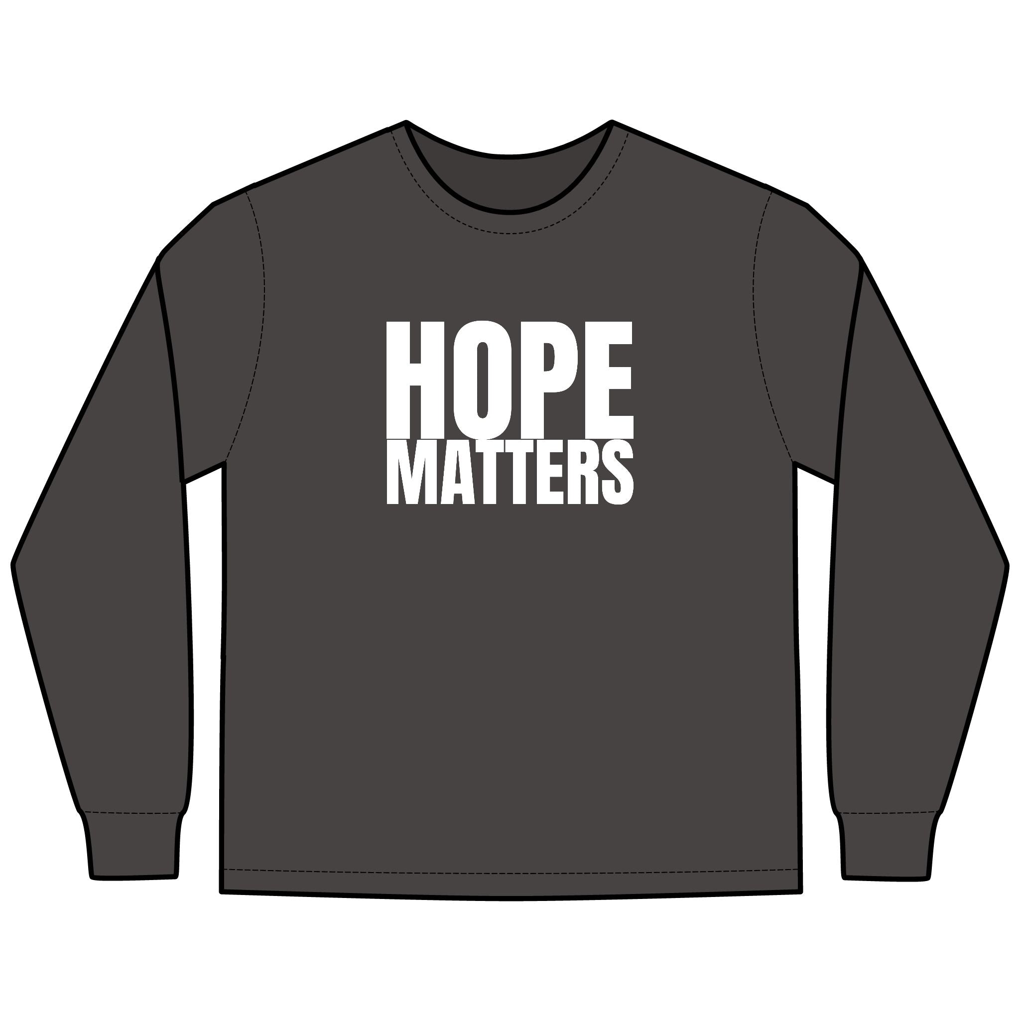 HOPE Matters Multi Colors Hanes Garment-Dyed Long Sleeve T-Shirt with 315 Print