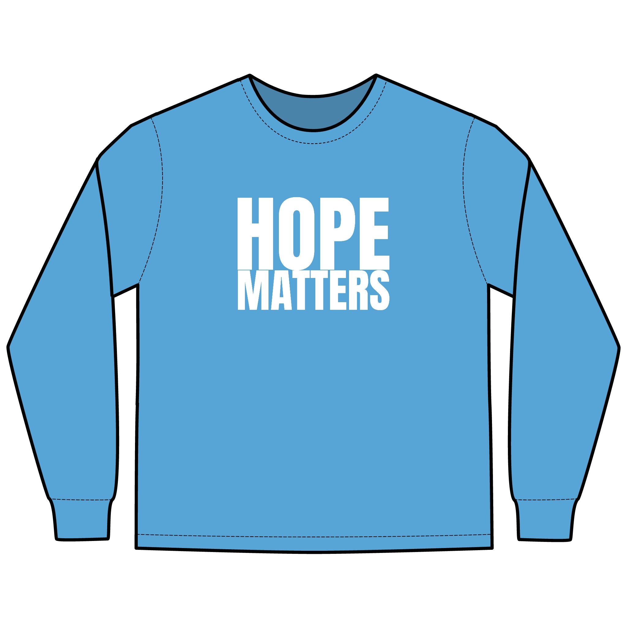 HOPE Matters Multi Colors Hanes Garment-Dyed Long Sleeve T-Shirt with 315 Print