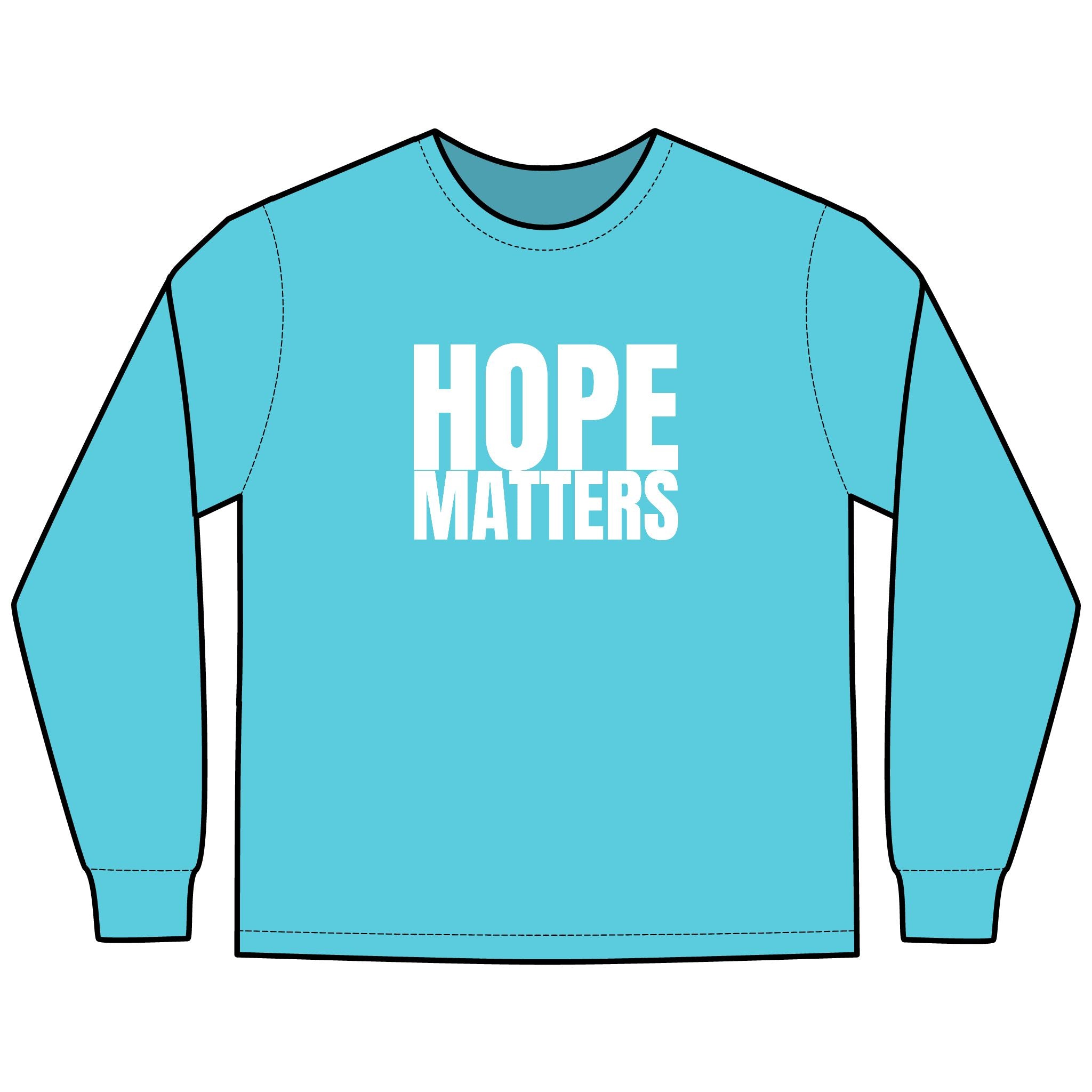 HOPE Matters Multi Colors Hanes Garment-Dyed Long Sleeve T-Shirt with 315 Print
