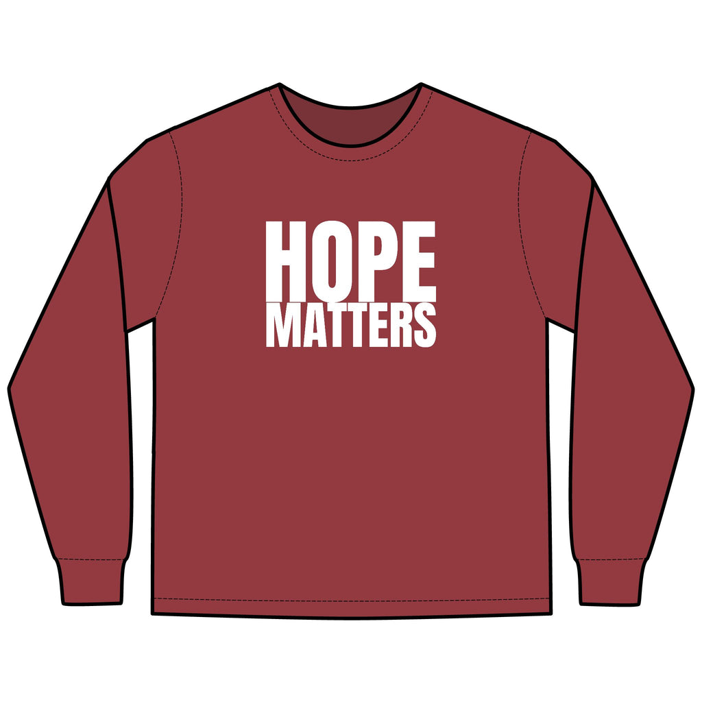 HOPE Matters Multi Colors Hanes Garment-Dyed Long Sleeve T-Shirt with 315 Print