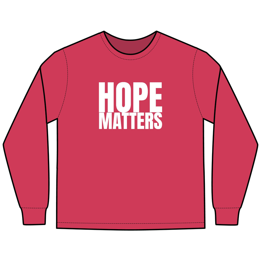 HOPE Matters Multi Colors Hanes Garment-Dyed Long Sleeve T-Shirt with 315 Print