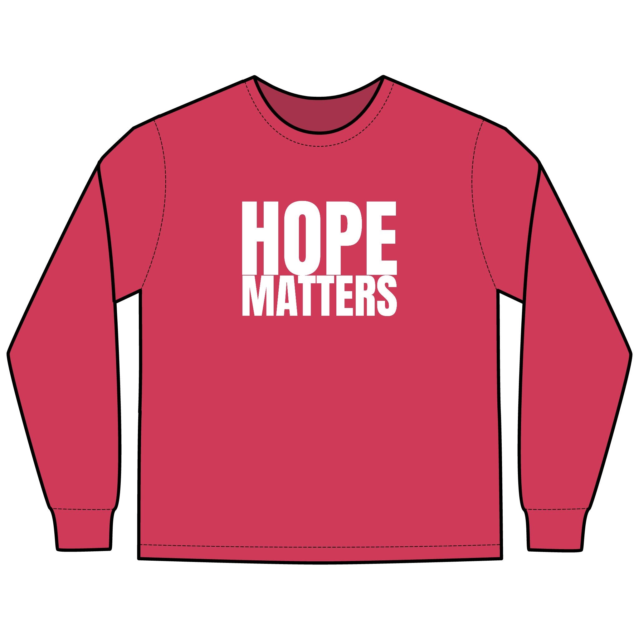 HOPE Matters Multi Colors Hanes Garment-Dyed Long Sleeve T-Shirt with 315 Print
