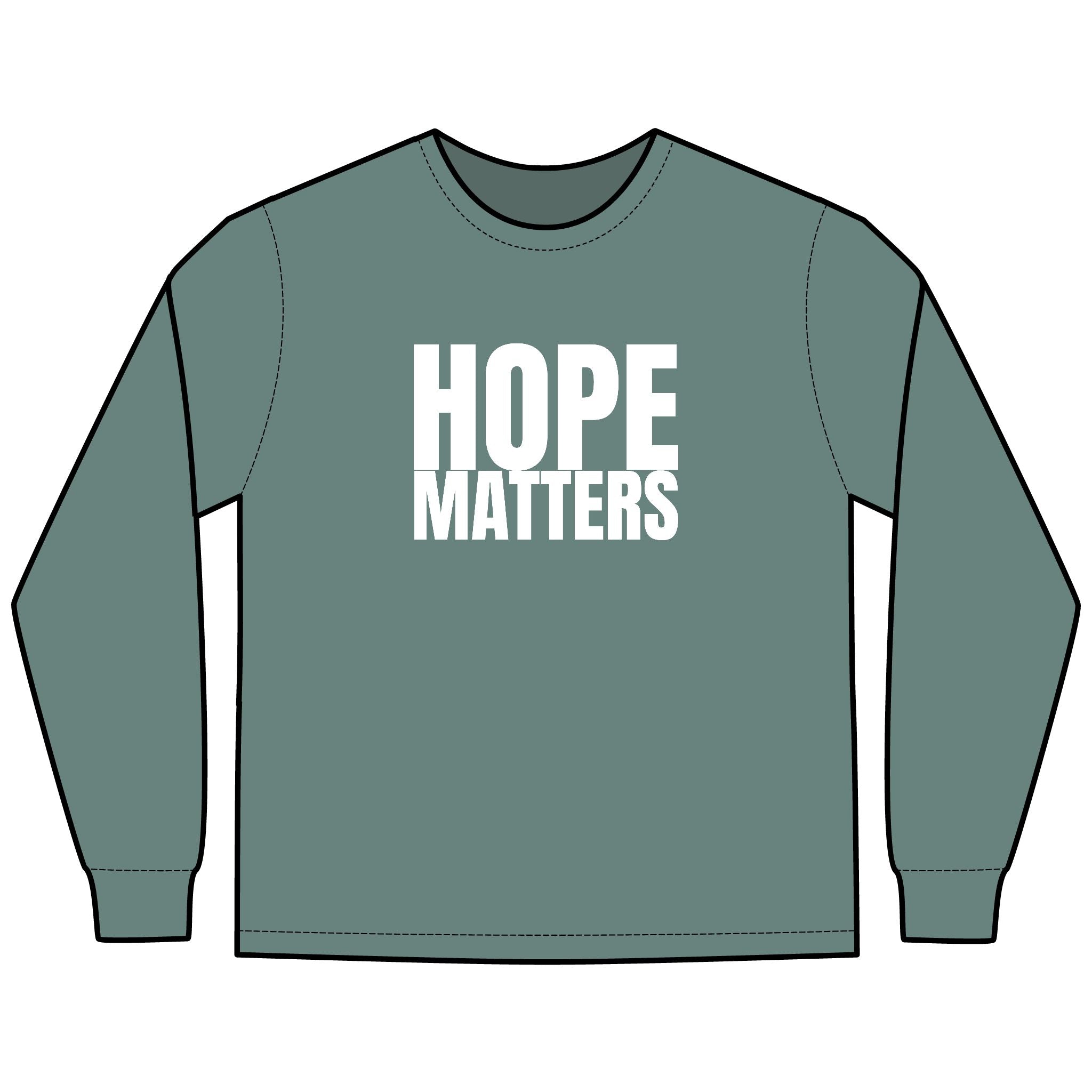 HOPE Matters Multi Colors Hanes Garment-Dyed Long Sleeve T-Shirt with 315 Print