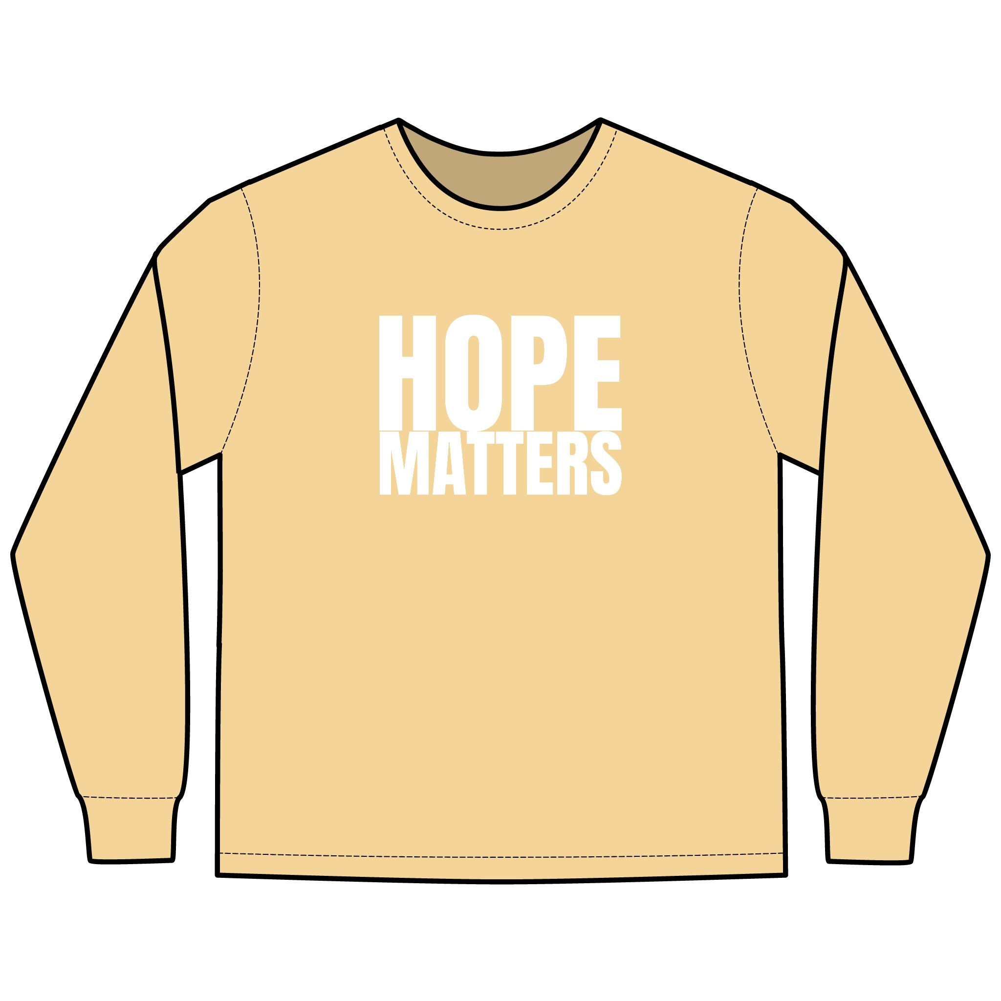 HOPE Matters Multi Colors Hanes Garment-Dyed Long Sleeve T-Shirt with 315 Print