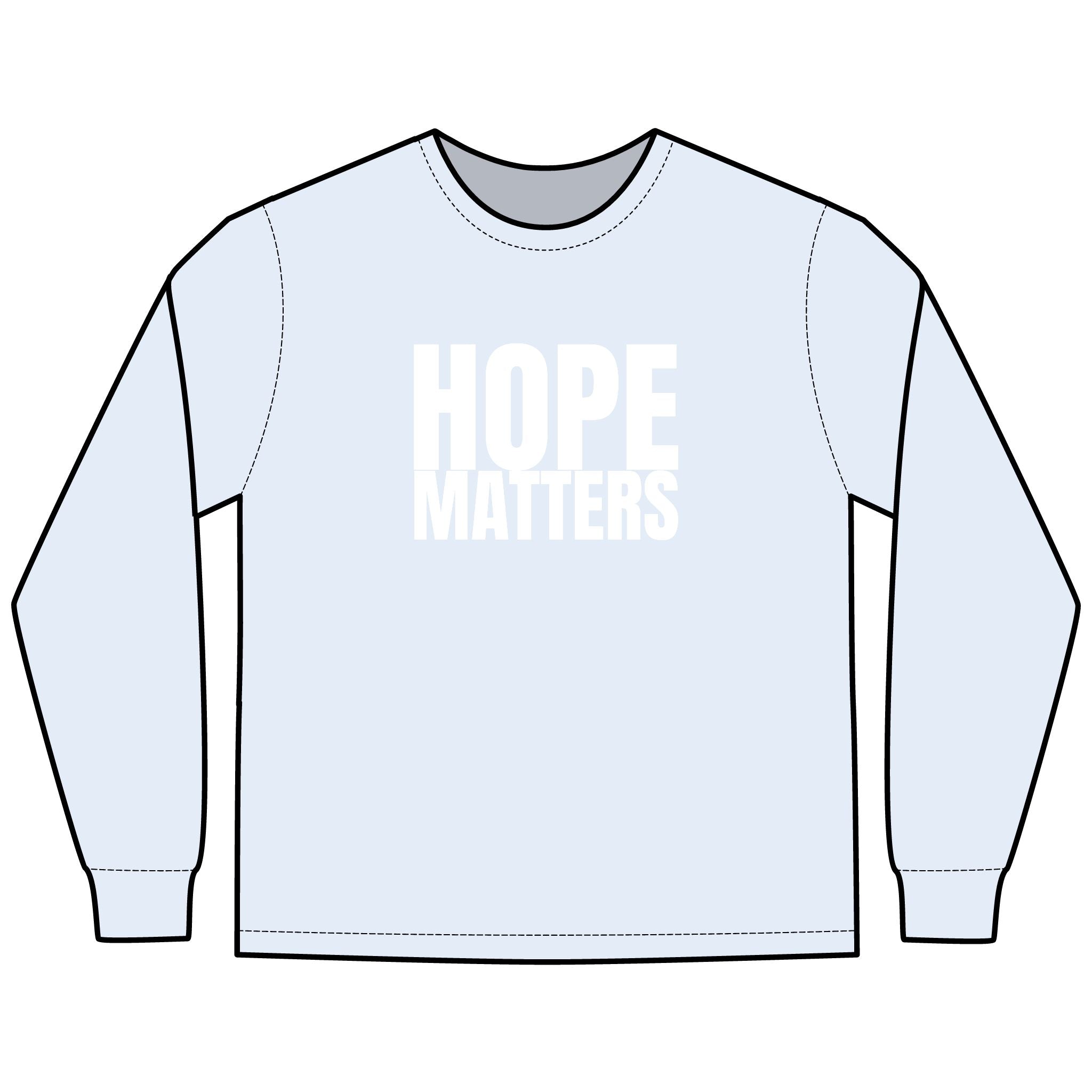 HOPE Matters Multi Colors Hanes Garment-Dyed Long Sleeve T-Shirt with 315 Print