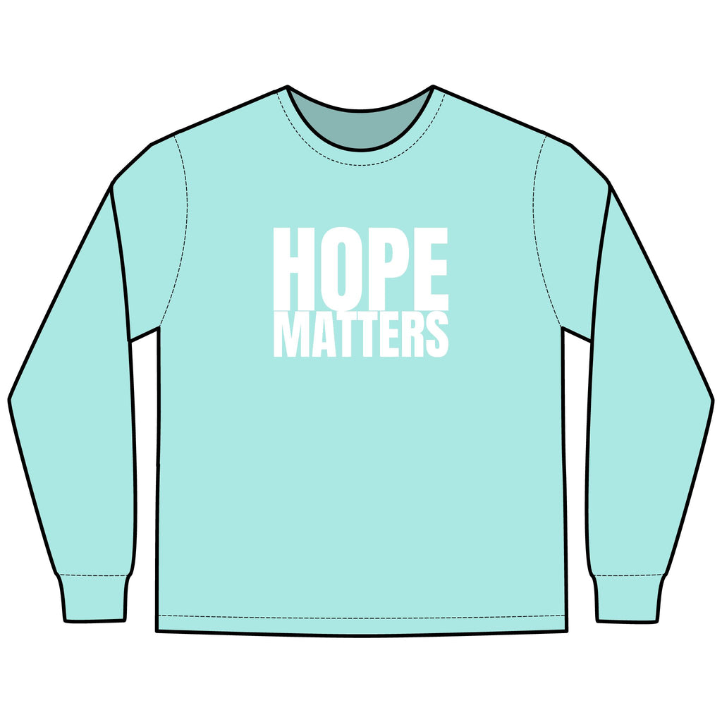 HOPE Matters Multi Colors Hanes Garment-Dyed Long Sleeve T-Shirt with 315 Print