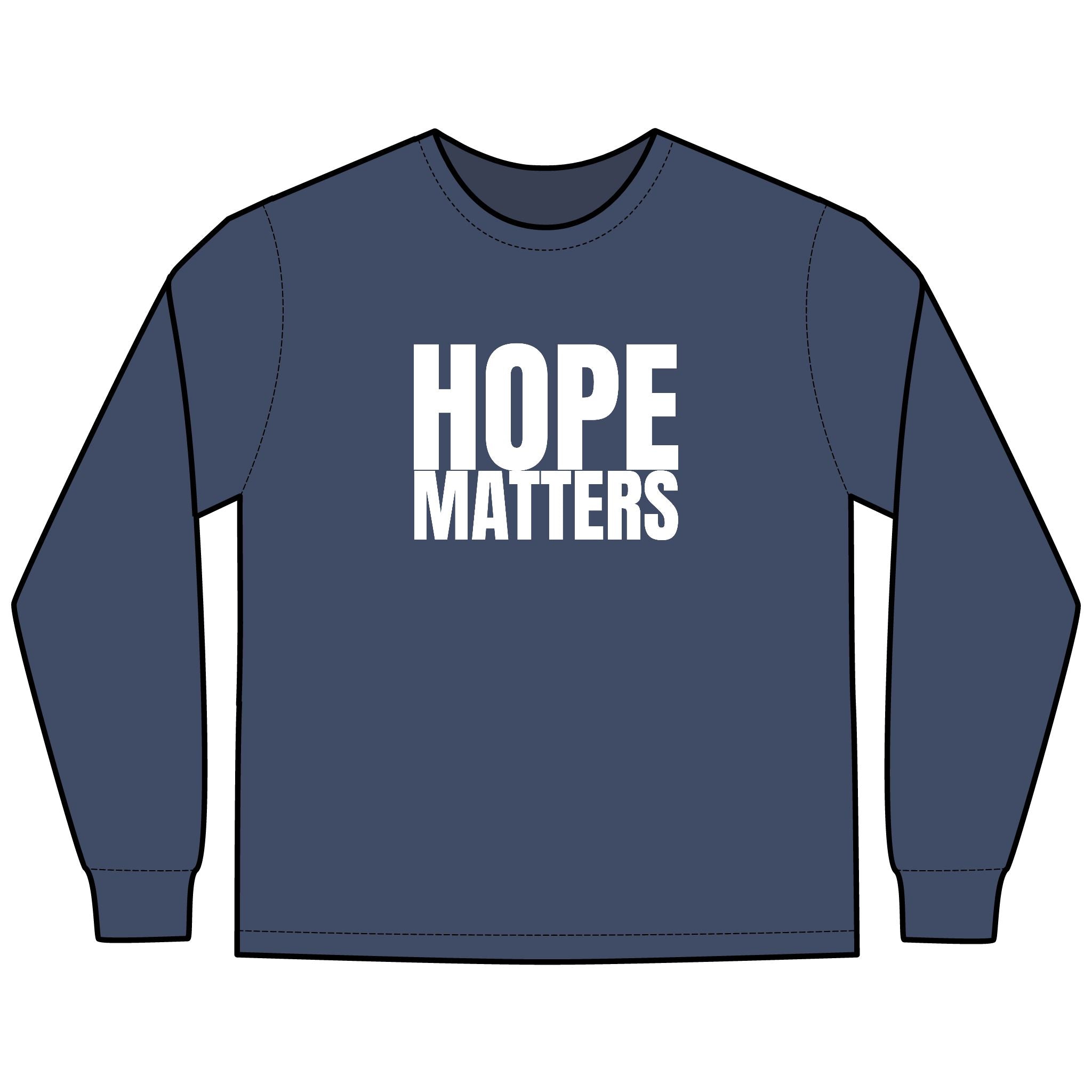 HOPE Matters Multi Colors Hanes Garment-Dyed Long Sleeve T-Shirt with 315 Print