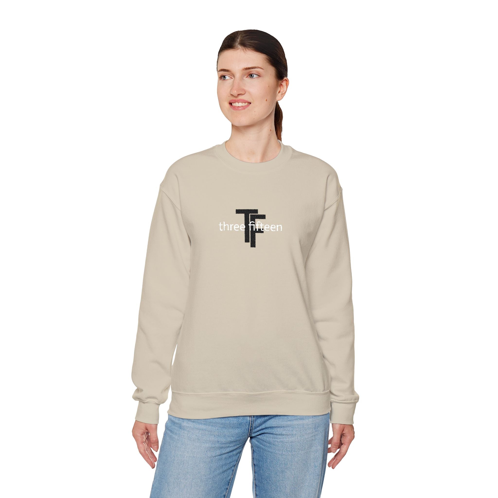15 - TF Three Fifteen Embroidered Crewneck Sweatshirt — Minimal Graphic Pullover