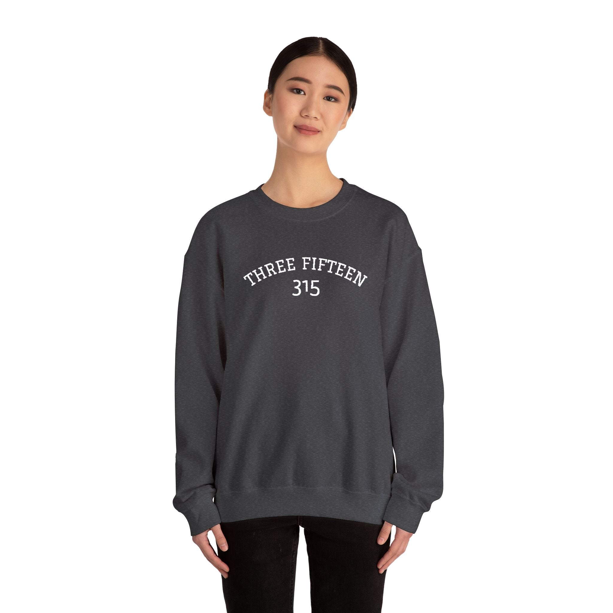15 - Minimal '315' Embroidered Logo Crewneck Sweatshirt — White Casual Pullover