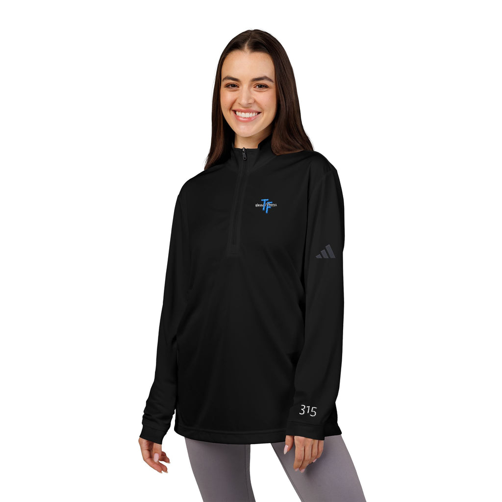 17 - Embroidered Adidas Quarter-Zip Pullover – White adidas® Performance Top