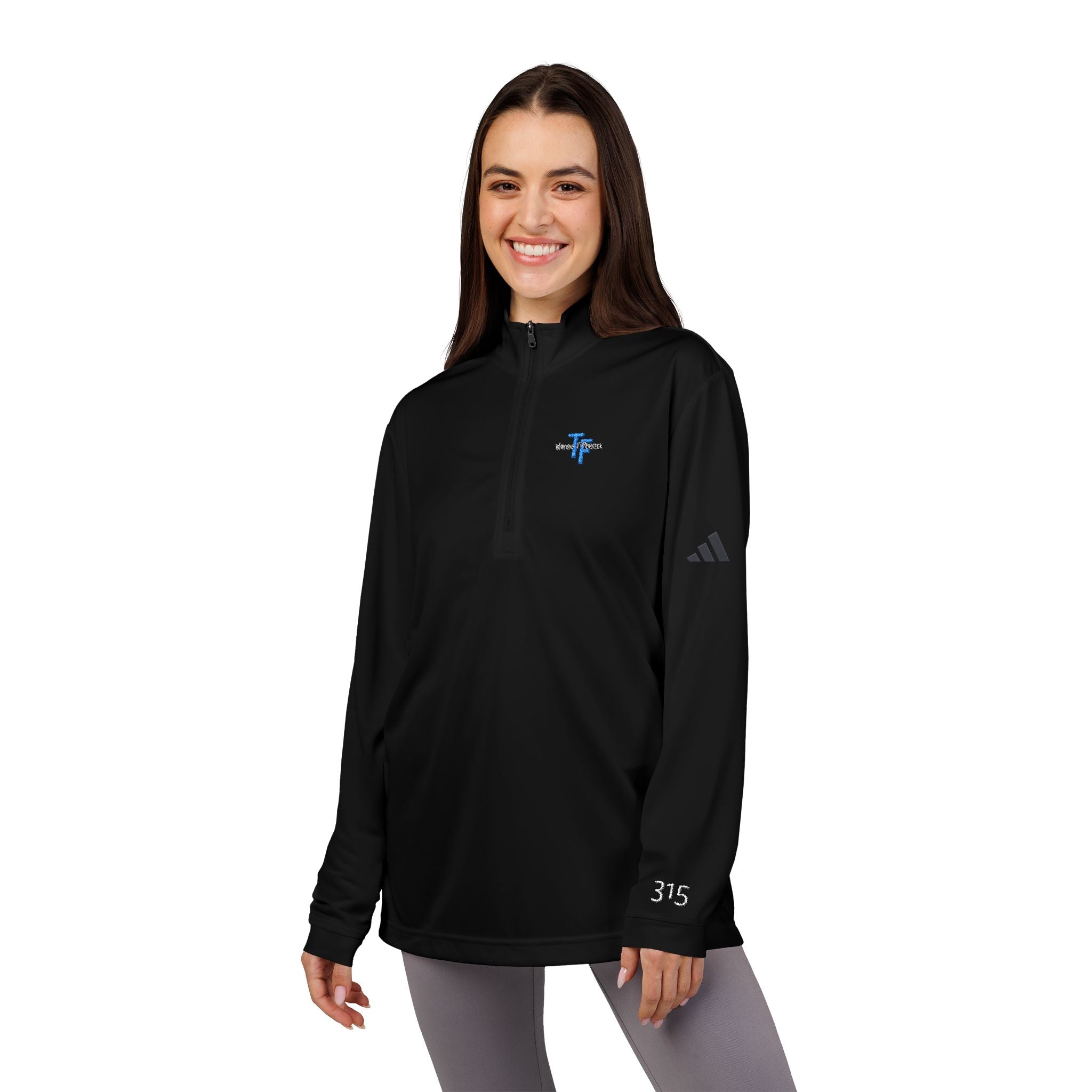 17 - Embroidered Adidas Quarter-Zip Pullover – White adidas® Performance Top