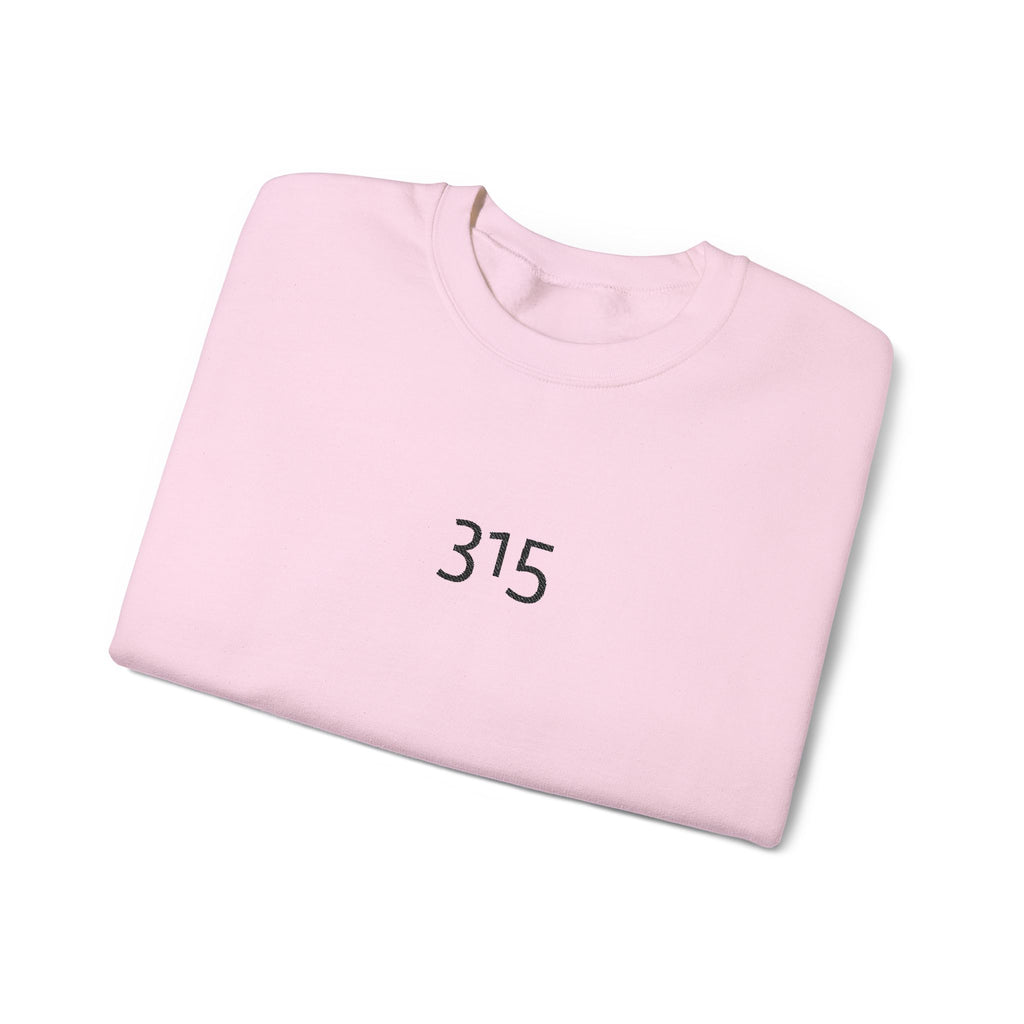 Minimal '315' Logo Crewneck Sweatshirt — White Casual Pullover