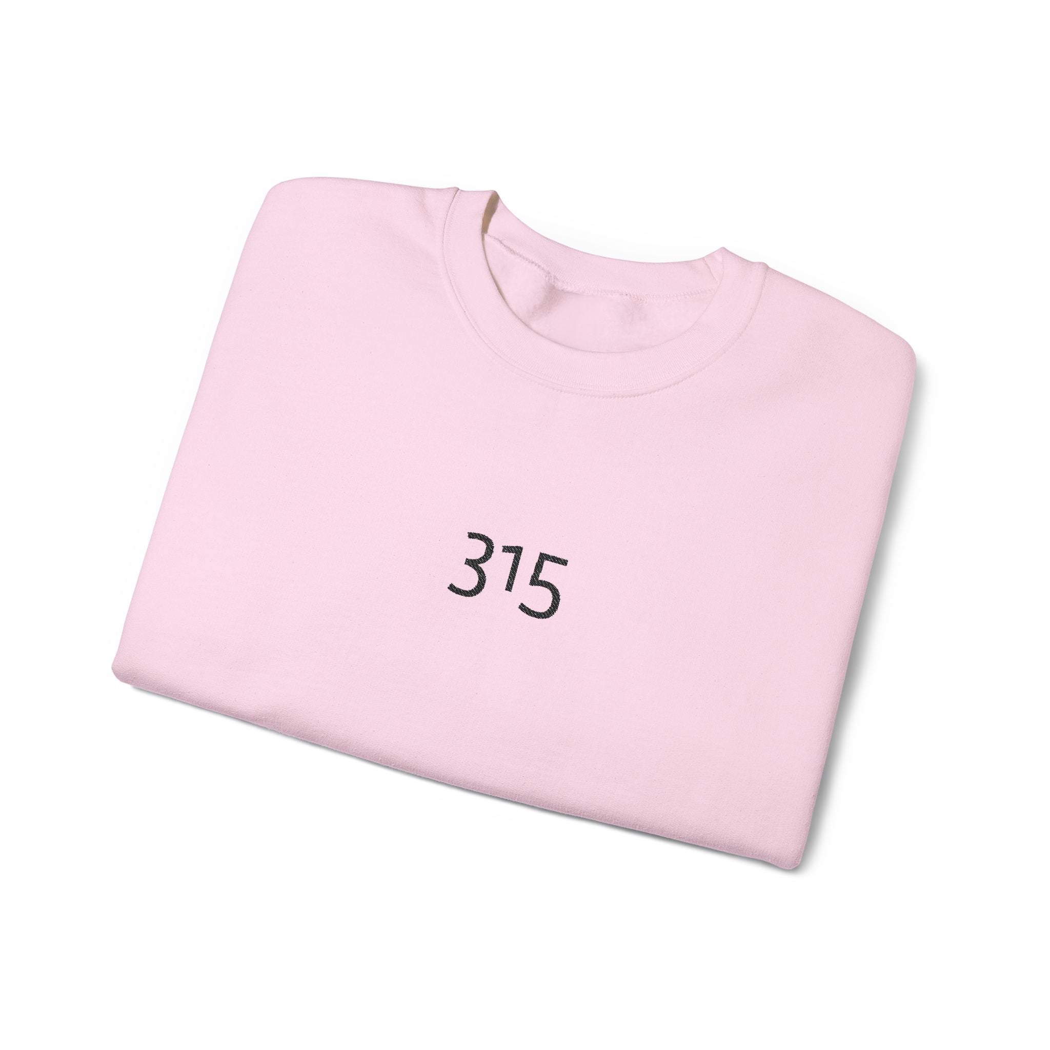 Minimal '315' Logo Crewneck Sweatshirt — White Casual Pullover