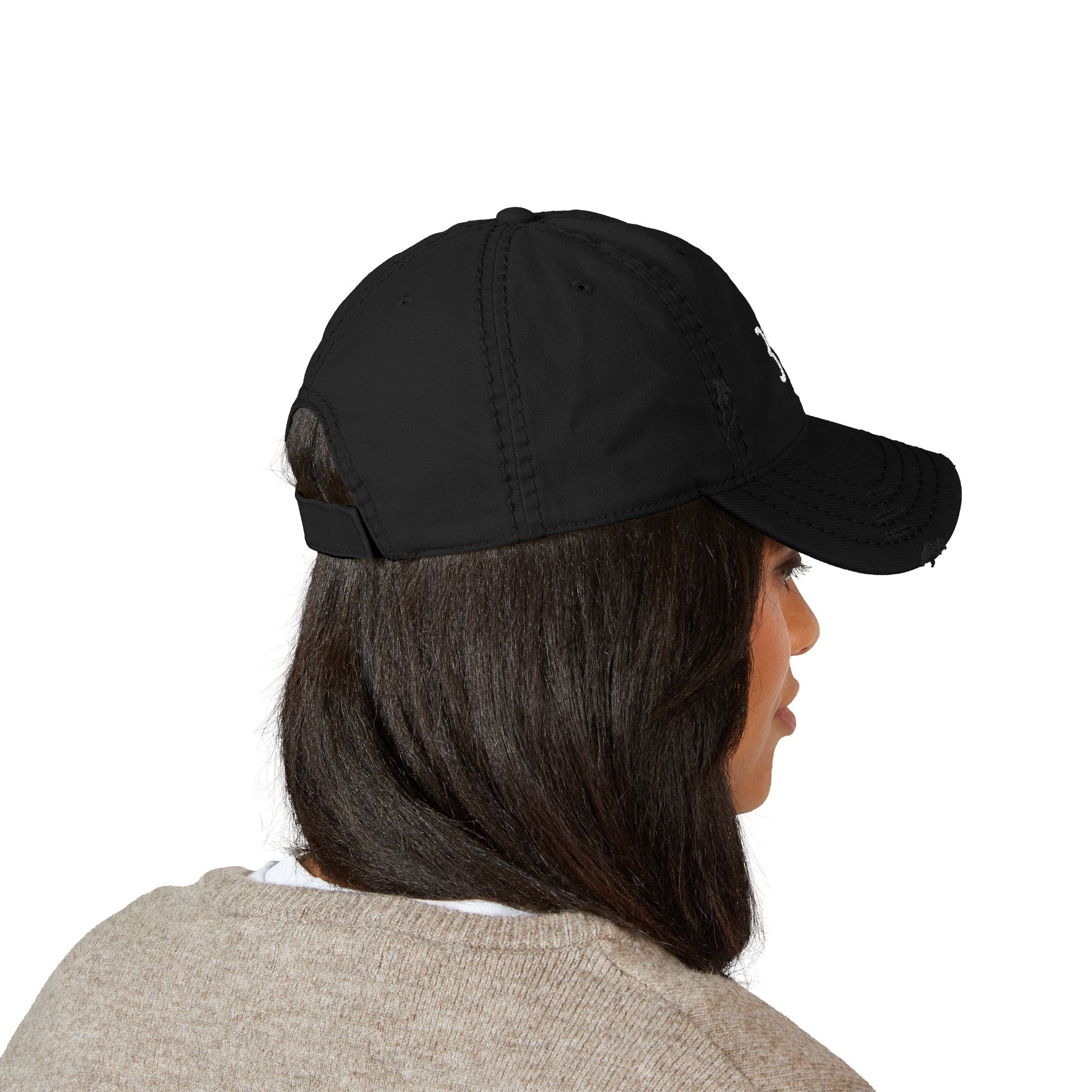 Distressed Embroidered Dad Hat - Casual Chic Accessory