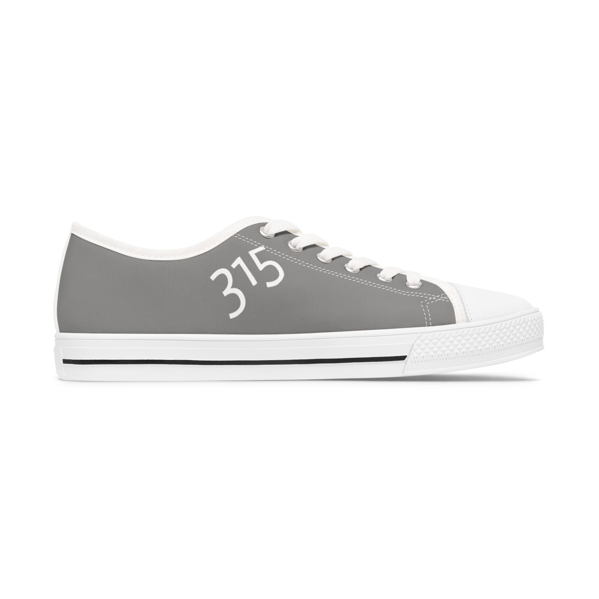 31 - Women's Grey Low Top Sneakers — Minimal Grey Canvas Shoes with '315' Side Print