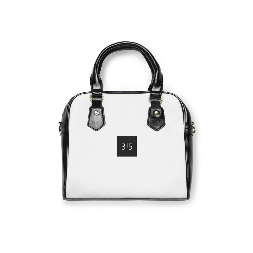 Classic White Shoulder Handbag with Minimal '315' Square Logo — Chic Everyday Tote