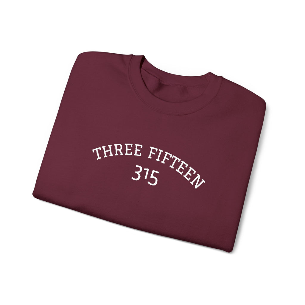 15 - Minimal '315' Embroidered Logo Crewneck Sweatshirt — White Casual Pullover