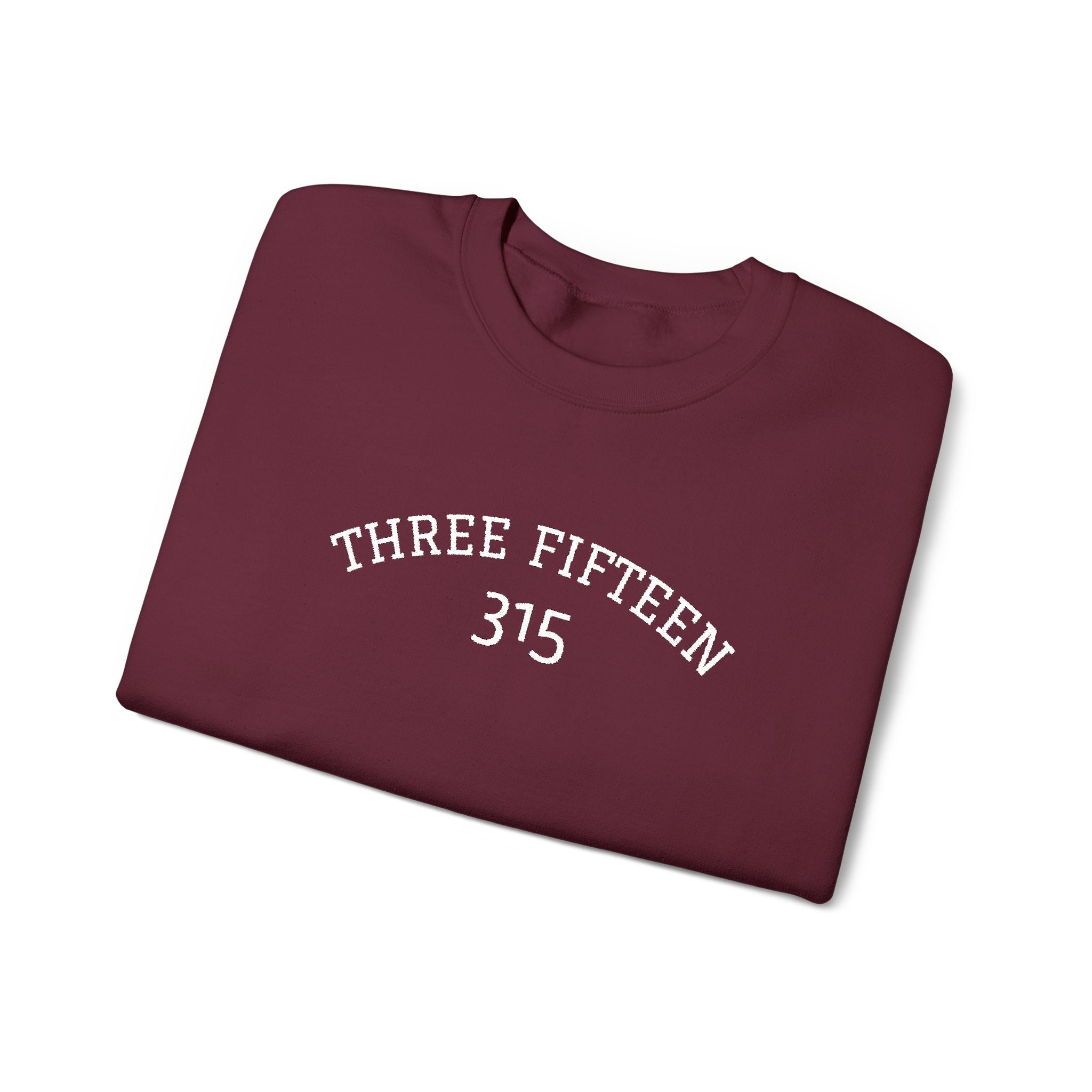 15 - Minimal '315' Embroidered Logo Crewneck Sweatshirt — White Casual Pullover