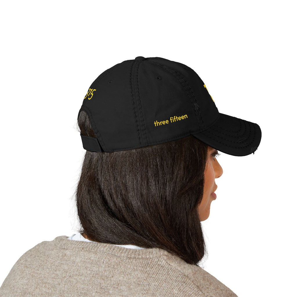 3 - Hat Distressed Embroidered TF Three Fifteen Dad Hat - Casual Chic Accessory