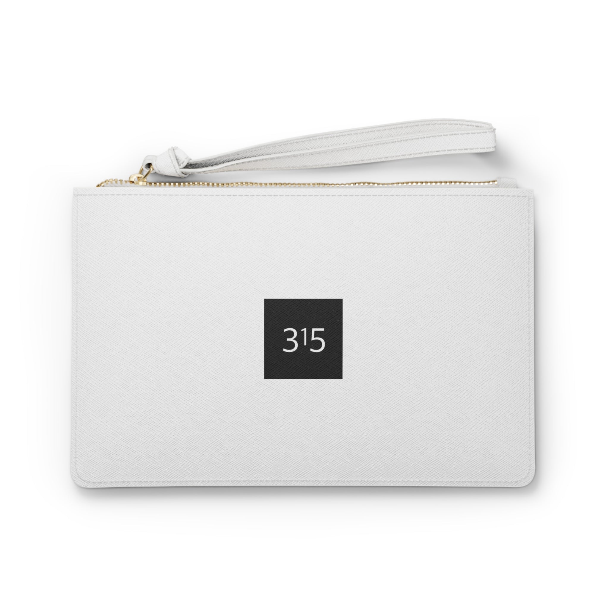 Clutch Bag — Minimalist '315' Square Logo Wristlet, White Everyday Evening Bag