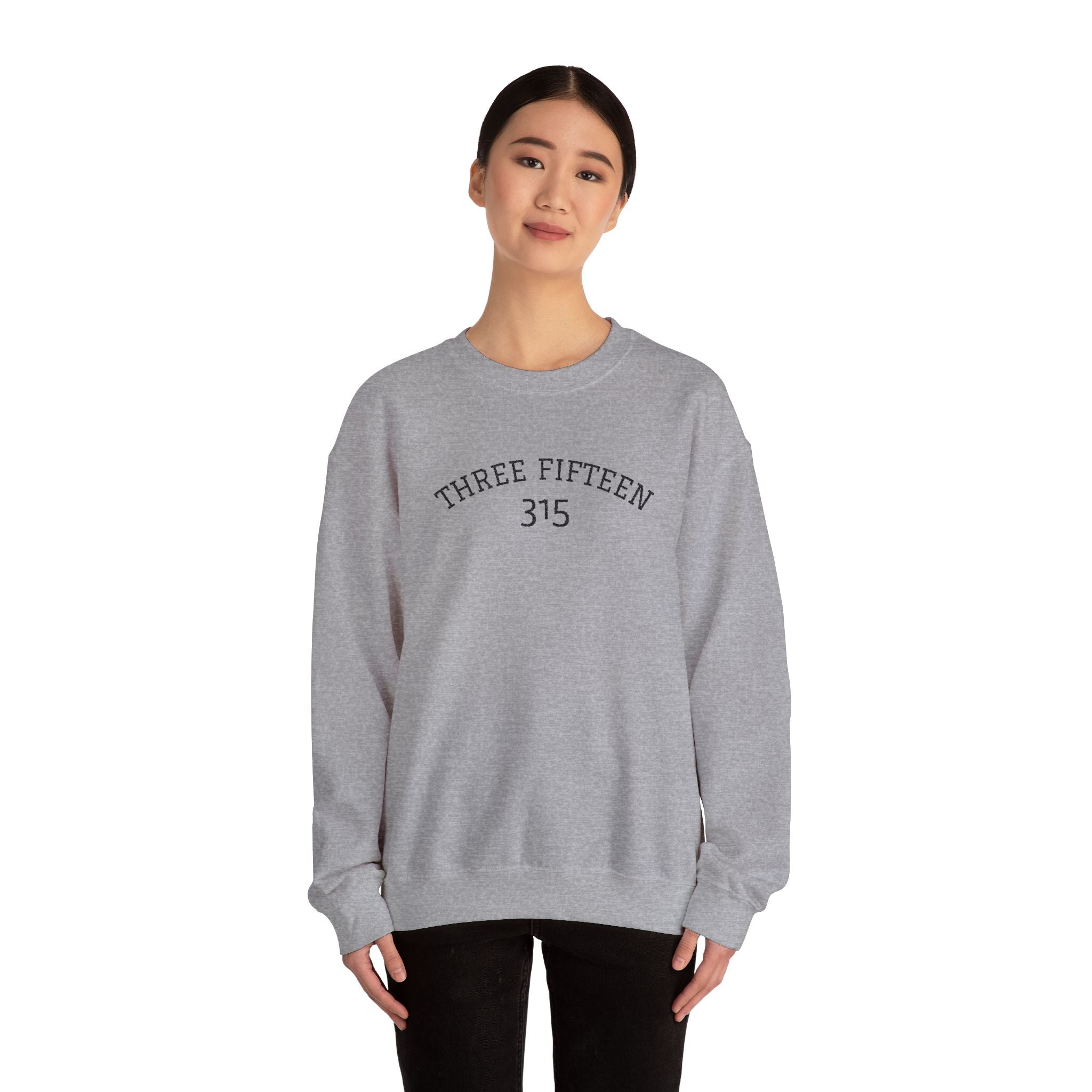 15 - Minimal '315' Embroidered Logo Crewneck Sweatshirt — White Casual Pullover