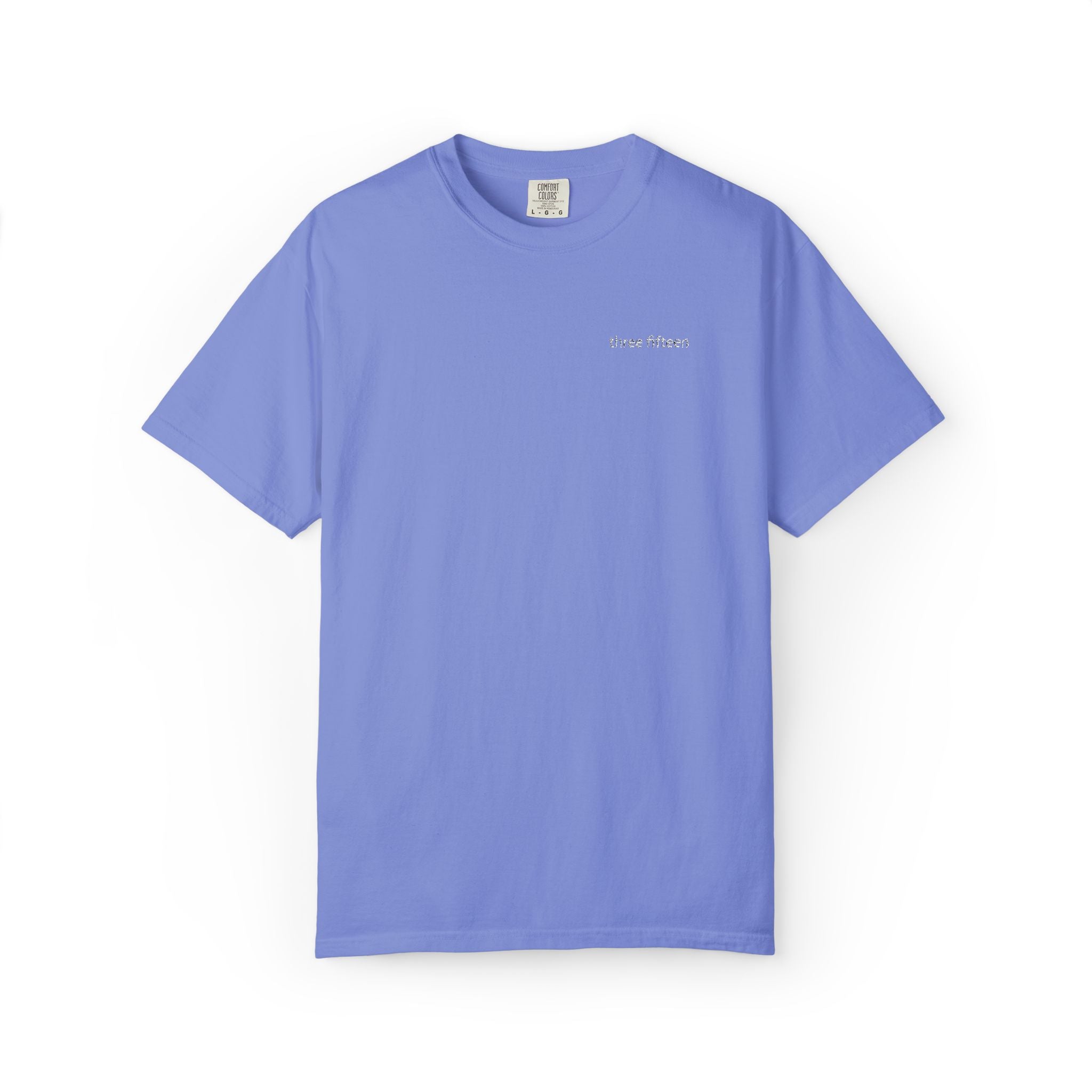 11 - Embroidered Three Fifteen Multi Color Minimalist '75' Chest Logo T-Shirt – Garment-Dyed White Casual Tee