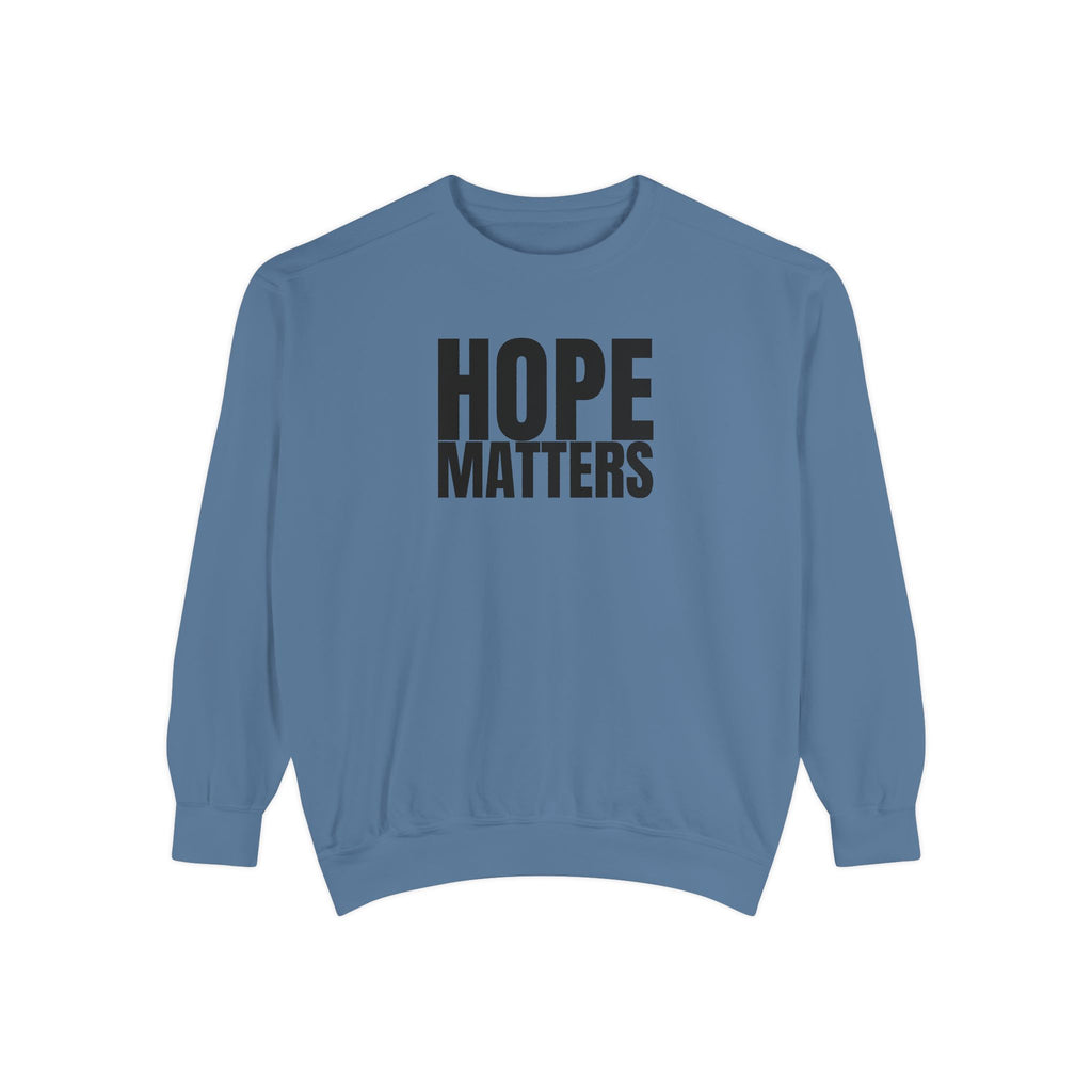 Multi Color Hope Matters Embroidered Minimalist Logo Sweatshirt — White Crewneck Casual Pullover