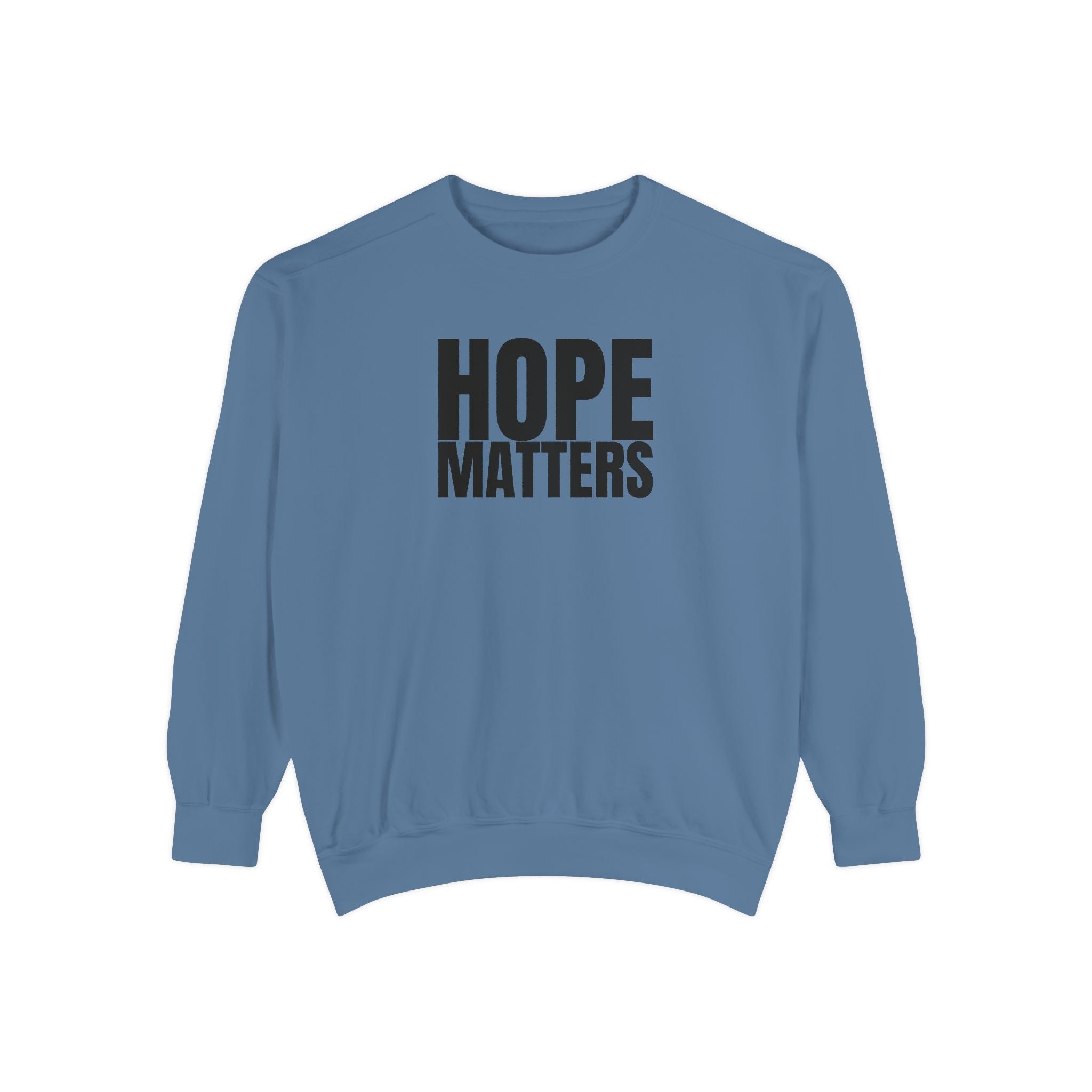 Multi Color Hope Matters Embroidered Minimalist Logo Sweatshirt — White Crewneck Casual Pullover