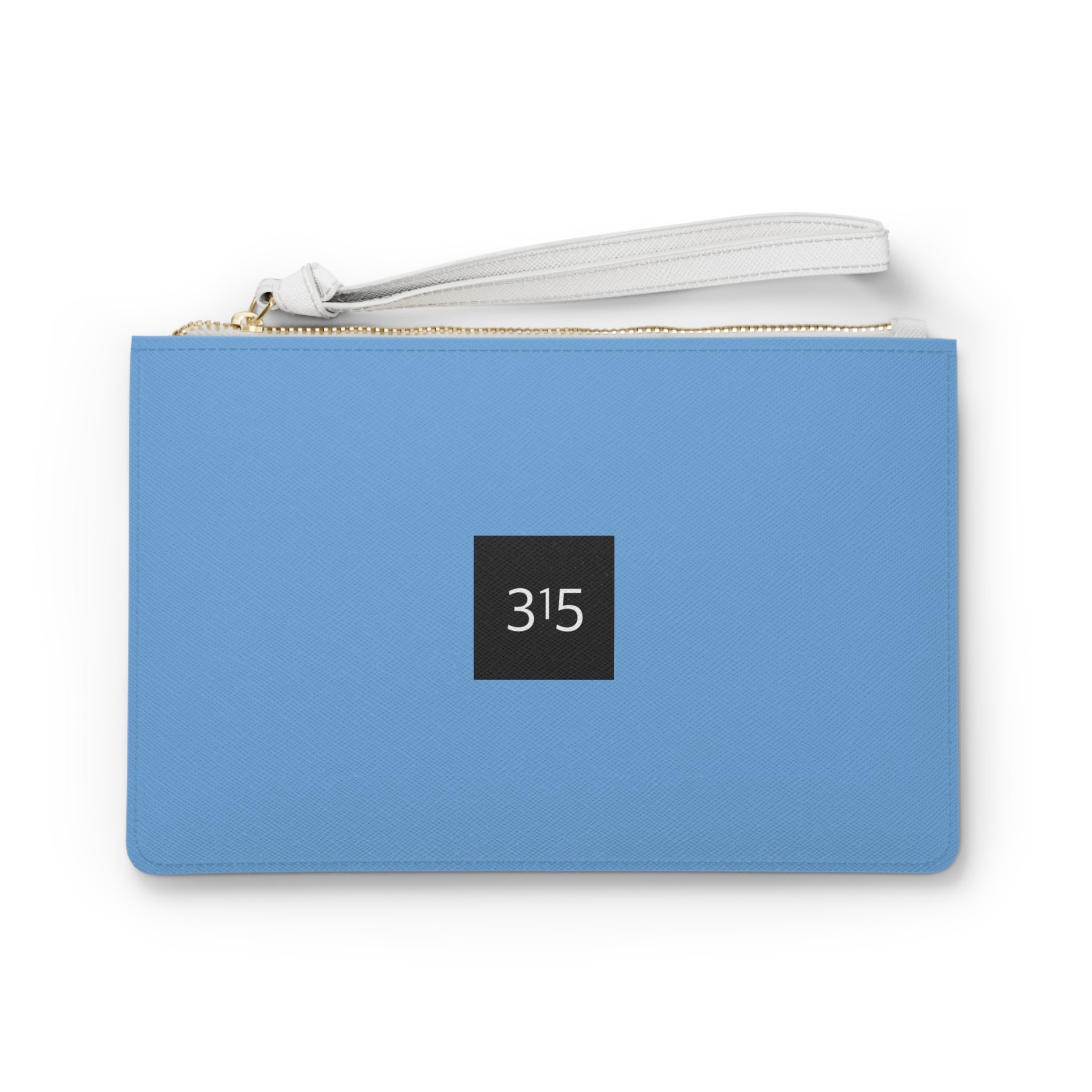 Clutch Bag — Minimalist '315' Square Logo Wristlet, White Everyday Evening Bag