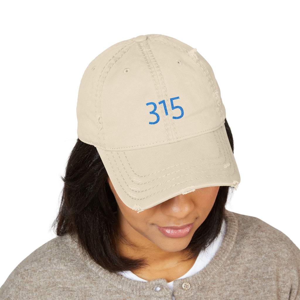 3 - 315 Embroidered Distressed Dad Hat — Vintage Casual Baseball Cap