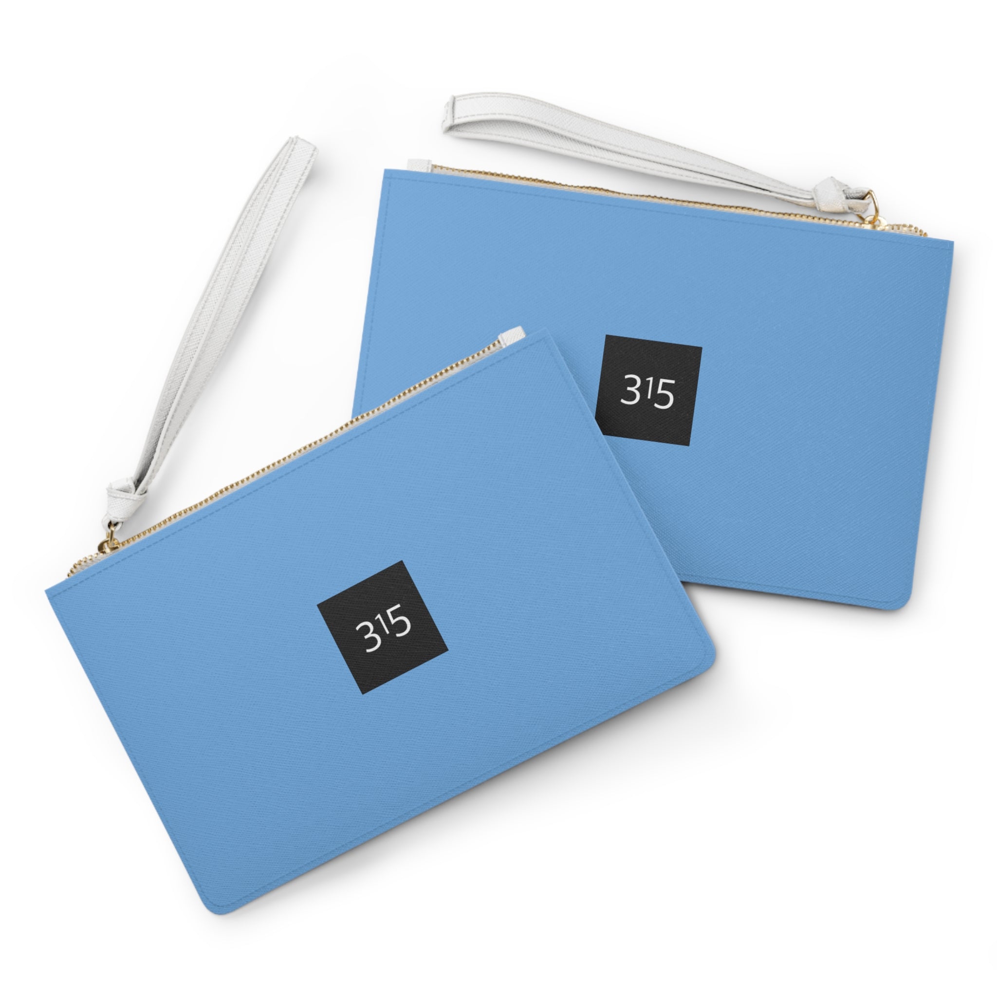 Clutch Bag — Minimalist '315' Square Logo Wristlet, White Everyday Evening Bag